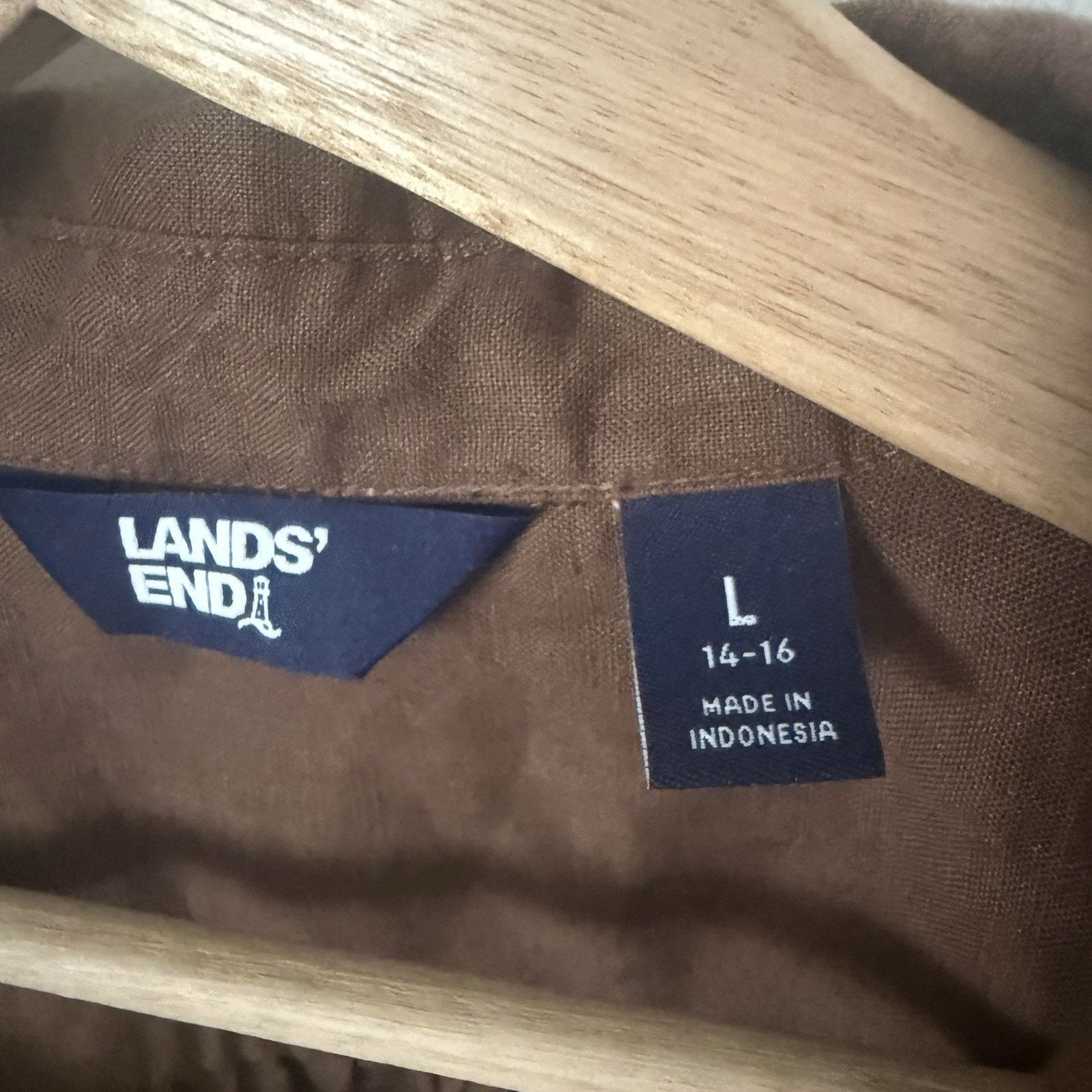 Lands' End Lands End Linen Relaxed Fit Long Sleeve Brown Tunic Woven Size L / US 10 / IT 46 - 3 Thumbnail