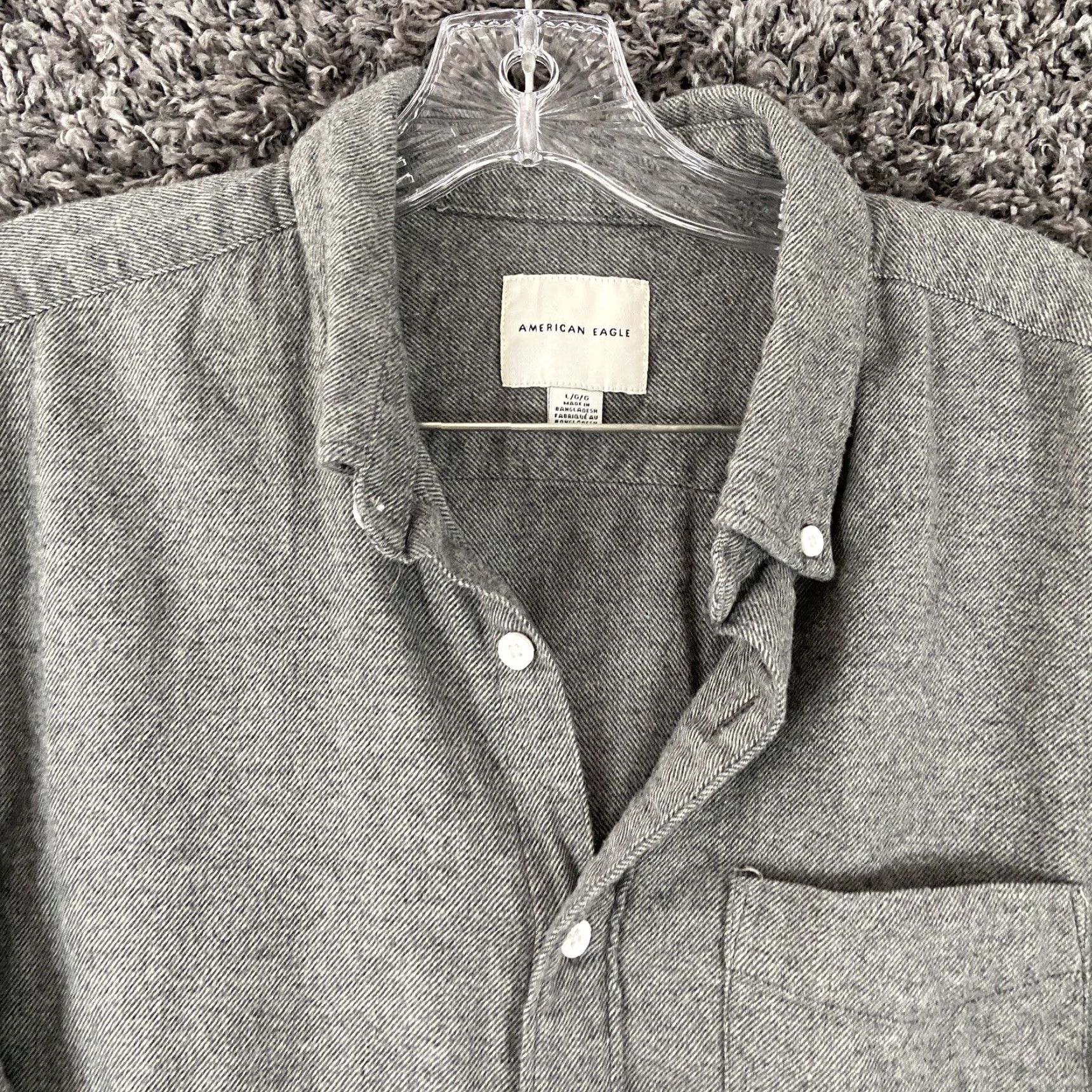 American Eagle Outfitters VINTAGE American Eagle Outfitters Button-Up Shirt Men's L Gray Flannel Long Sleeve with Pockets Size US L / EU 52-54 / 3 - 5 Thumbnail
