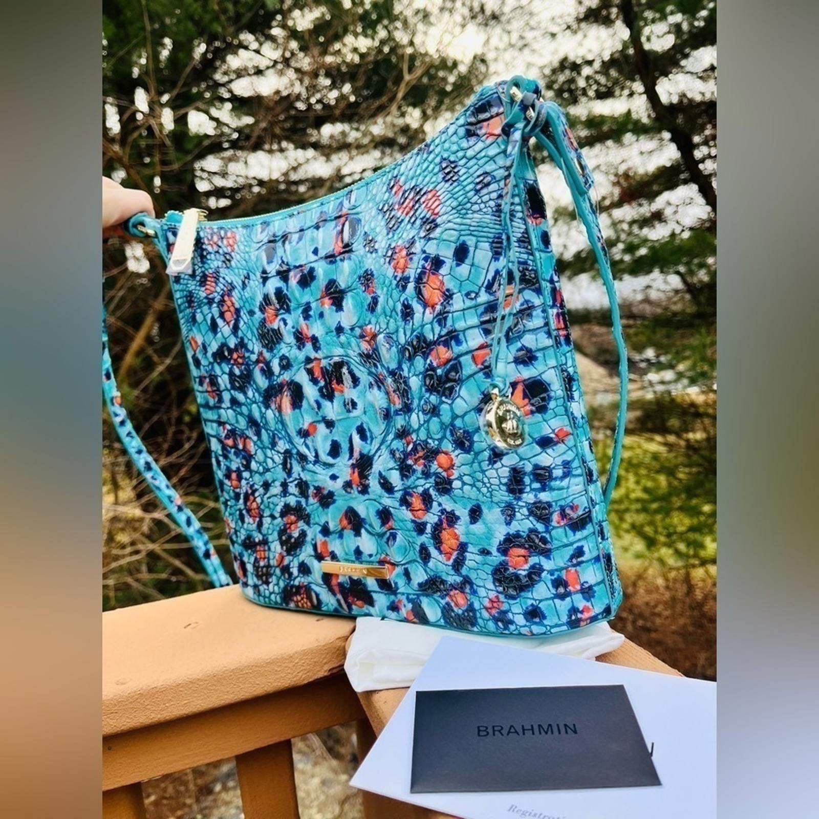 BRAHMIN Brahmin Katie Frisky Melbourne Blue Leopard Crossbody Bag Size ONE SIZE - 4 Thumbnail