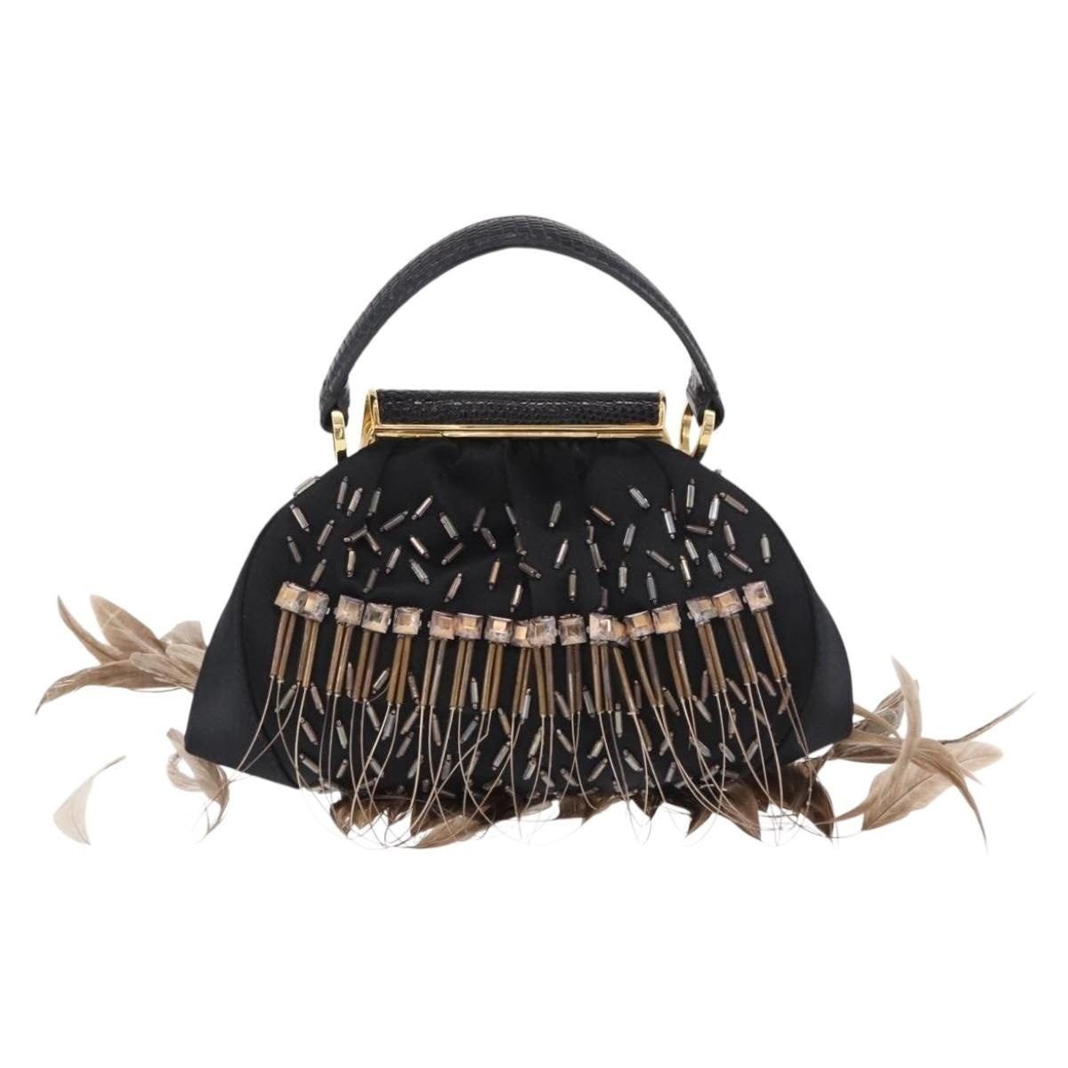 Bvlgari Bvlgari Feather Handbag Black Silk Size ONE SIZE - 8 Thumbnail