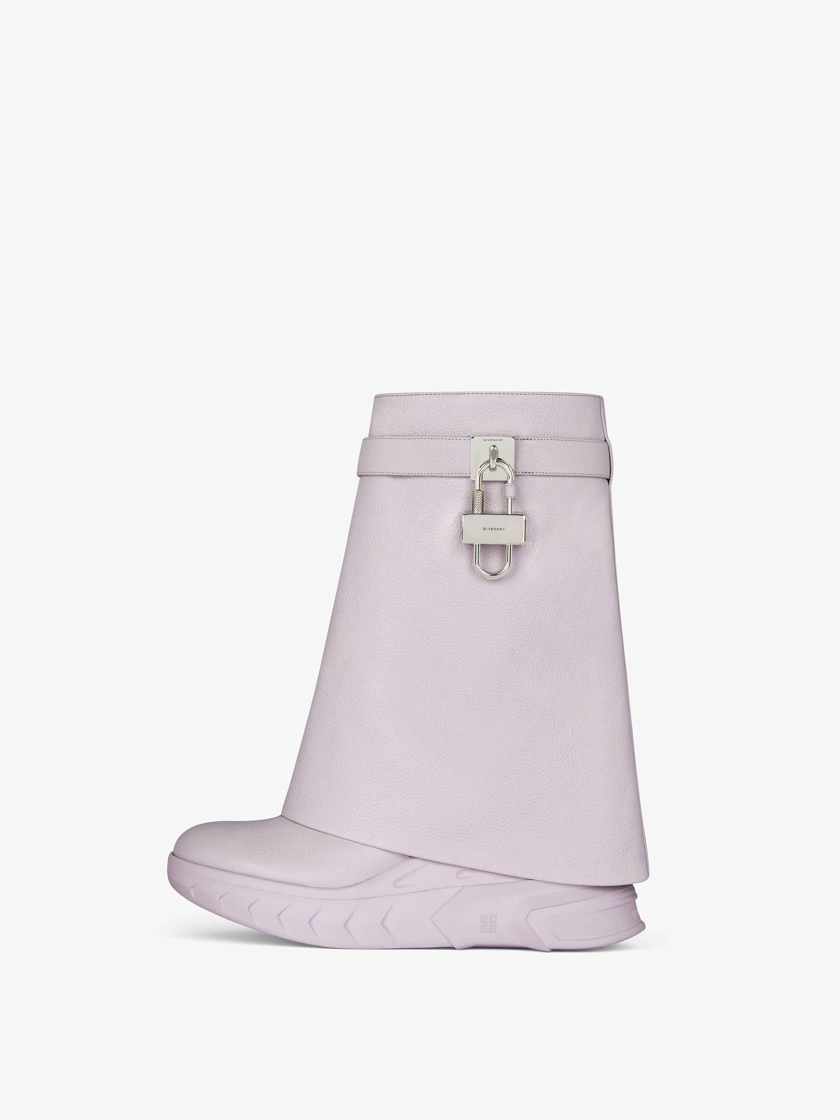 Givenchy o1srvl11e0525 Shark Lock Ankle Boots Biker Low Wedge Lilac Size US 10 / IT 40 - 4 Thumbnail