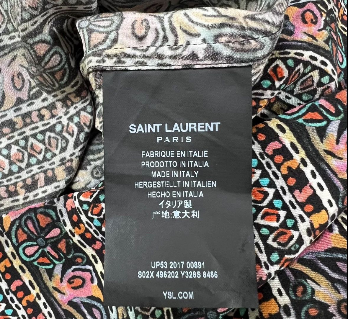 Saint Laurent Paris × Yves Saint Laurent Saint Laurent slp18ss silk clover totem shirt2412-Nextarrow Size US S / EU 44-46 / 1 - 5 Thumbnail