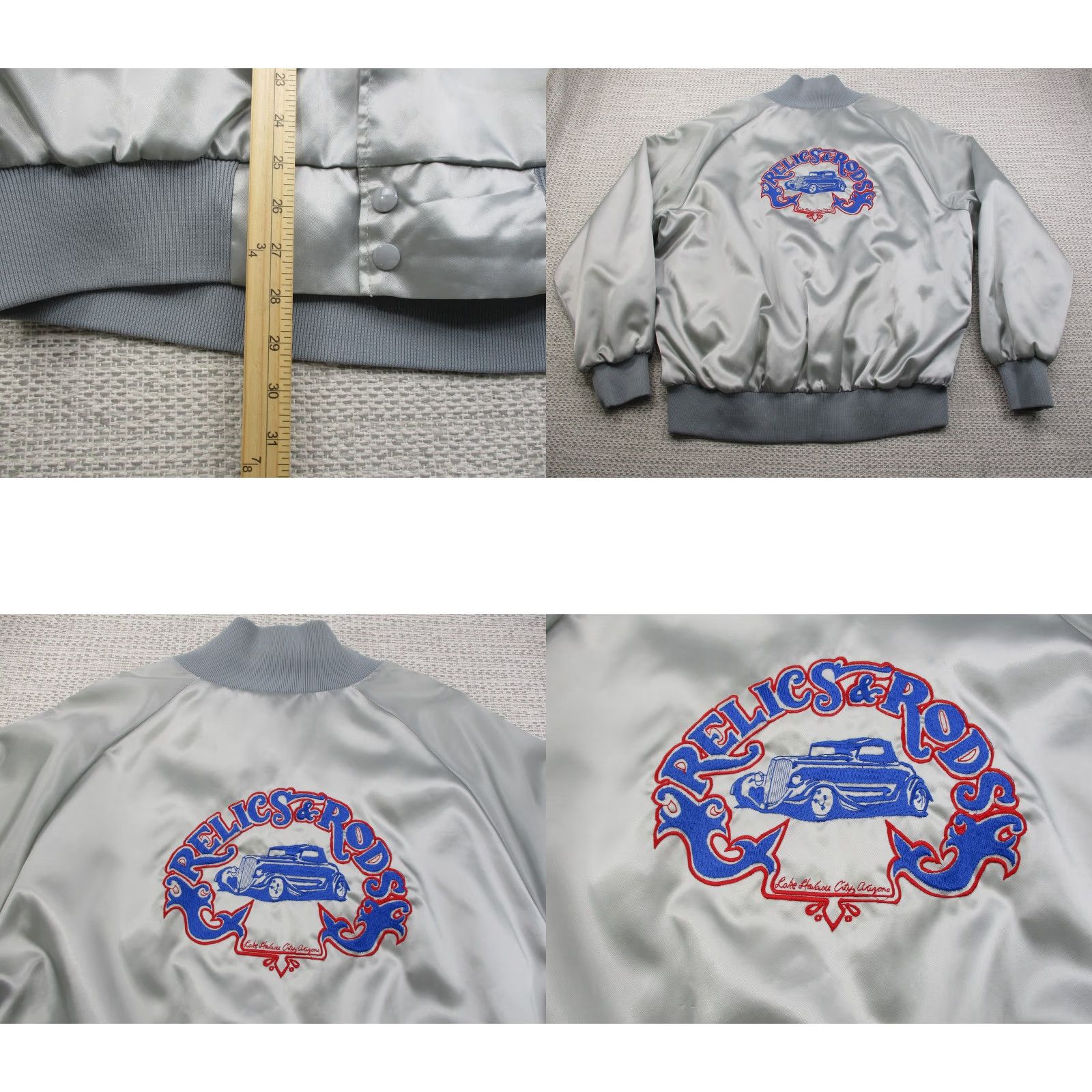 Vintage VINTAGE Westark Jacket Mens 2XL Gray Relics & Rods Lake Havasu Car Club Satin 80s Size US XXL / EU 58 / 5 - 8 Thumbnail
