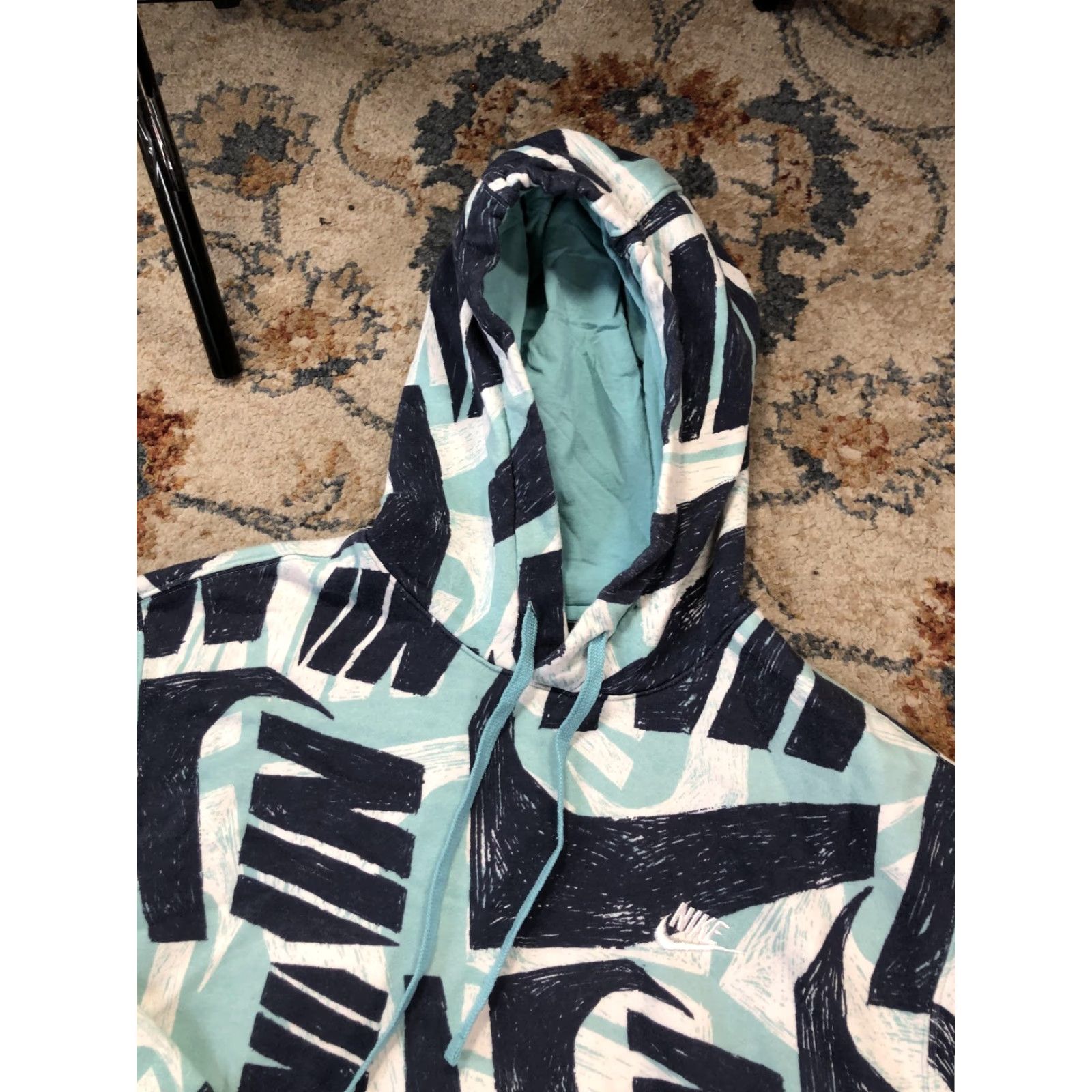 Nike Nike Hoodie Mens M Teal Allover Logo Fleece Kangaroo Sweatshirt Size US M / EU 48-50 / 2 - 6 Thumbnail