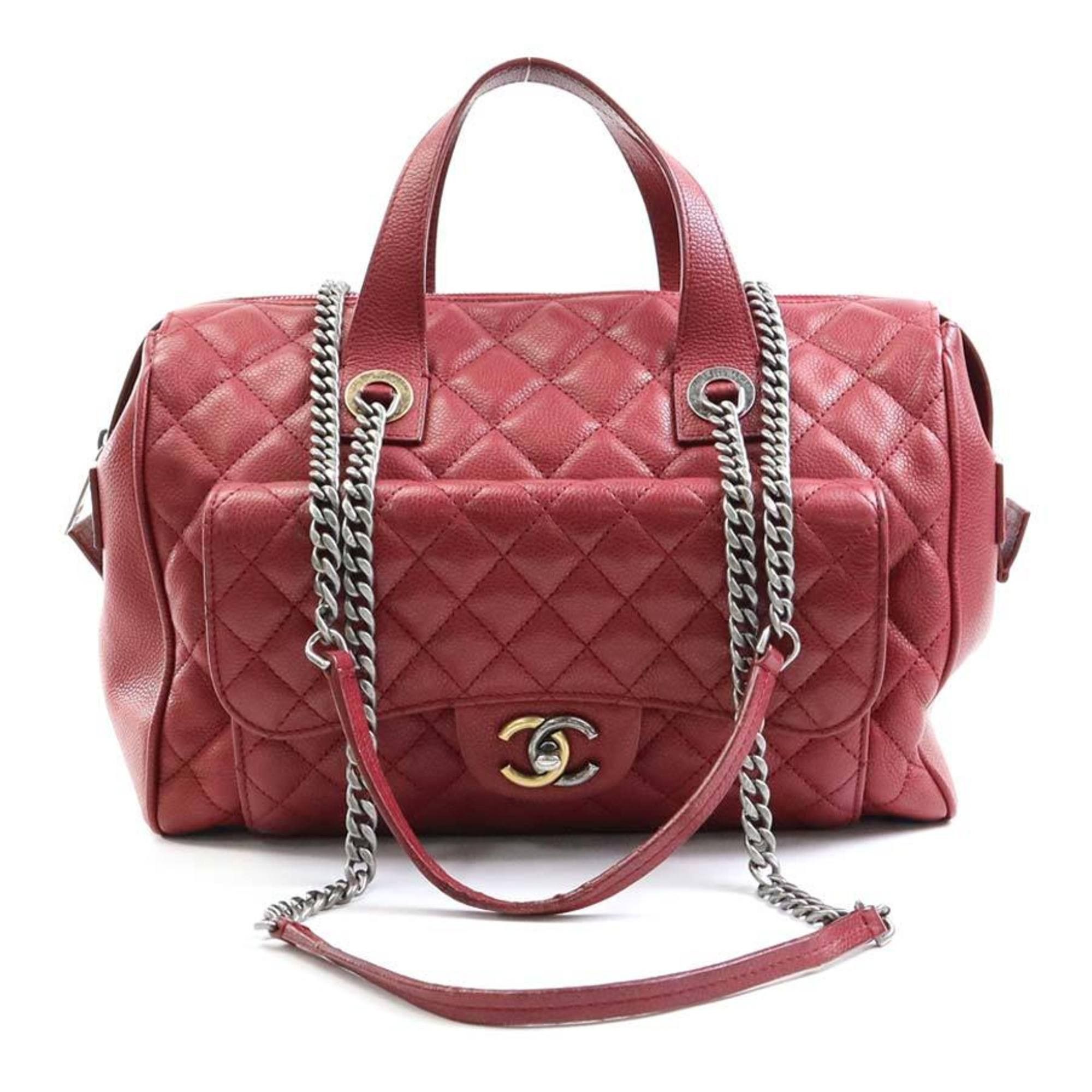Chanel Chanel Women's Caviar Leather Handbag,Shoulder Bag Burgundy Size ONE SIZE - 1 Preview
