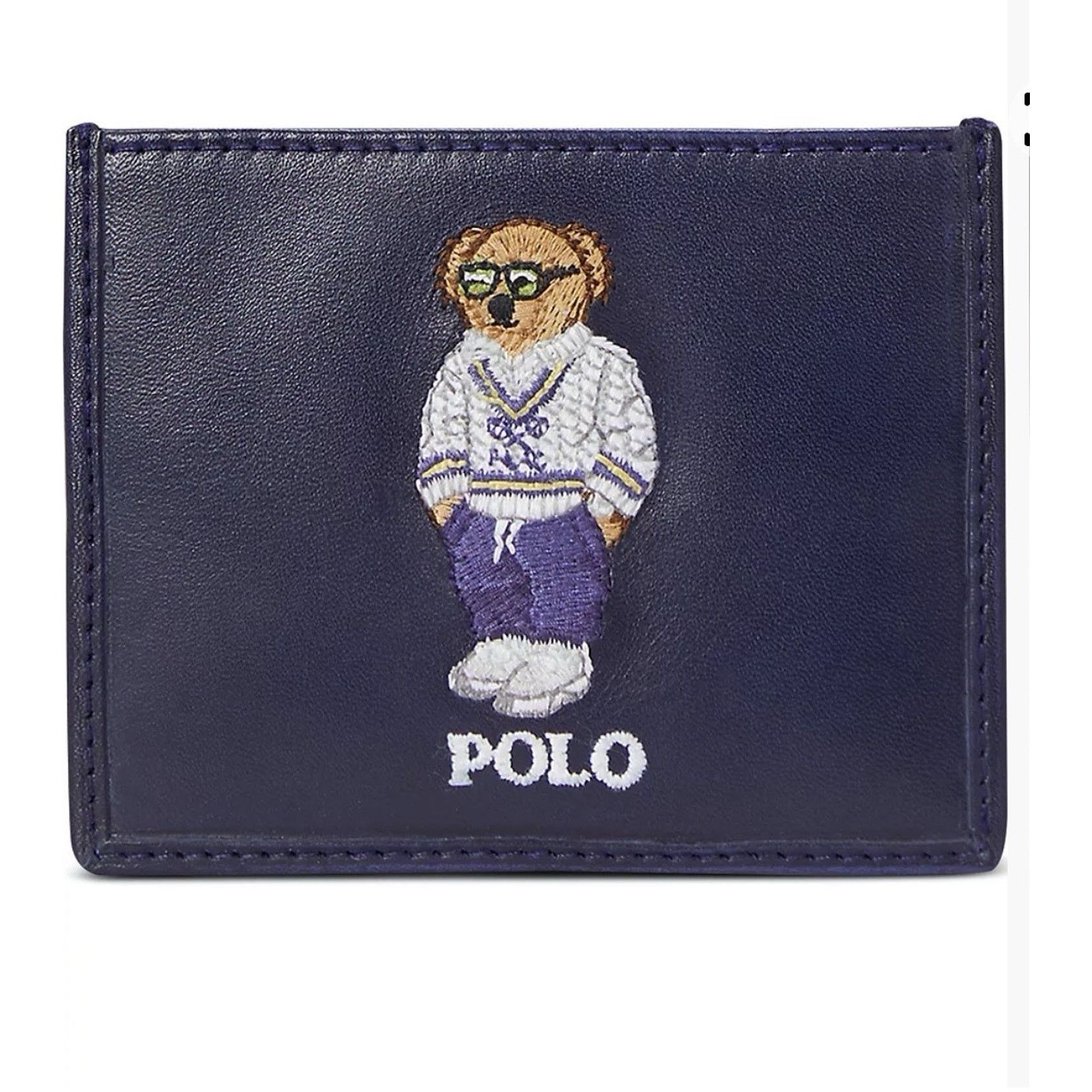 Polo Ralph Lauren NWT Ralph Lauren Polo Bear Leather Card Case Navy Size ONE SIZE - 5 Thumbnail