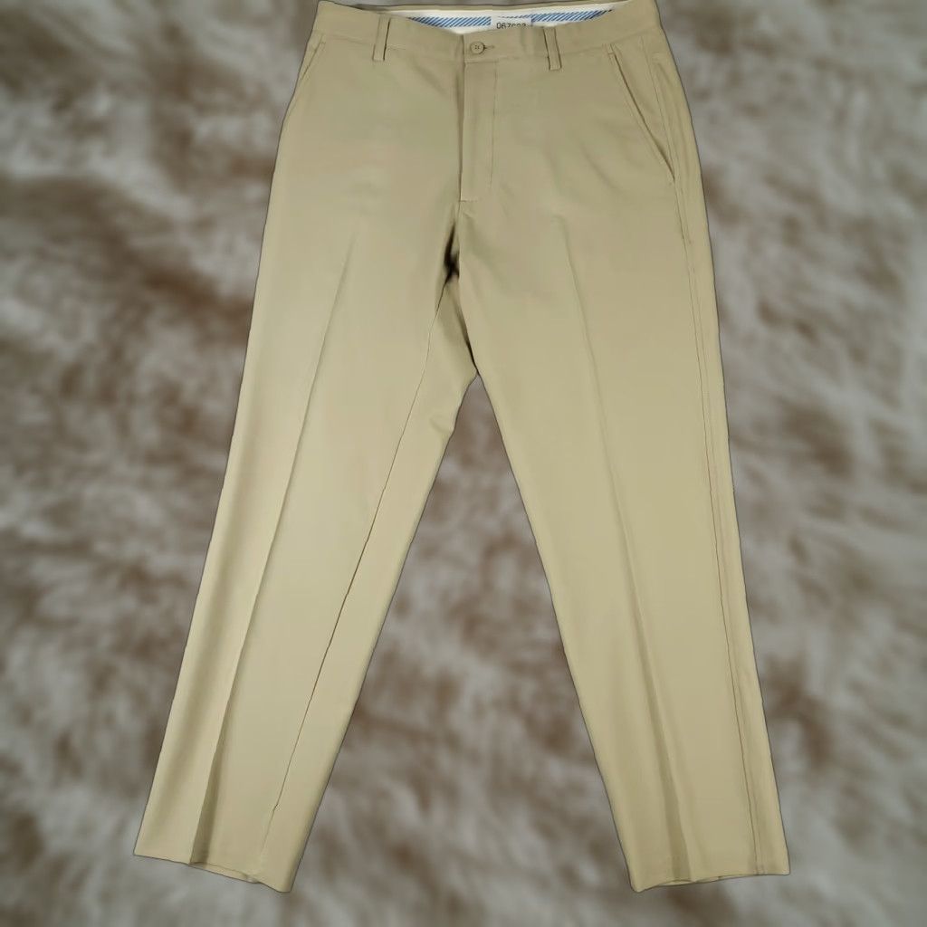 Footjoy FJ FootJoy Pants Mens 33x30 Beige Stretch Flat Front Chino Trousers - Regular Straight Pocket Men Size US 33 - 1 Thumbnail