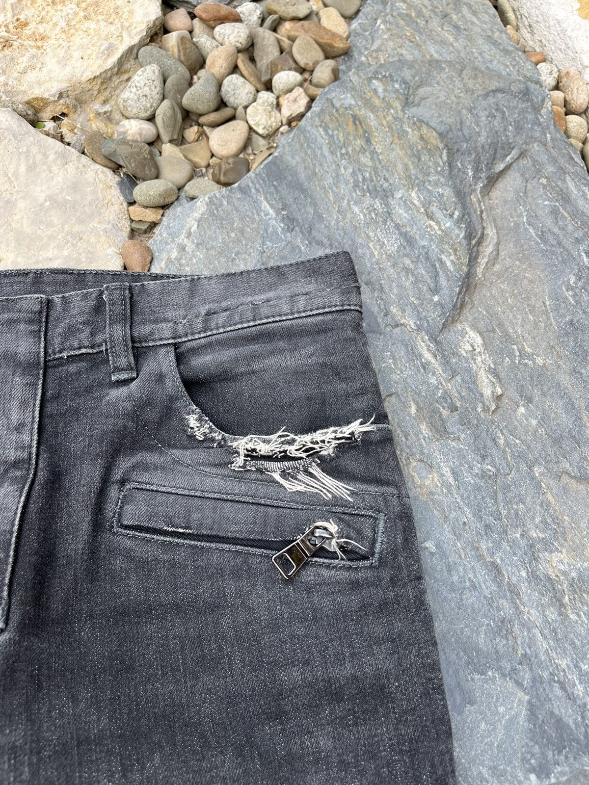 Balmain × Japanese Brand Balmain biker jeans pants 29 washed denim black distressed Size US 29 - 8 Thumbnail