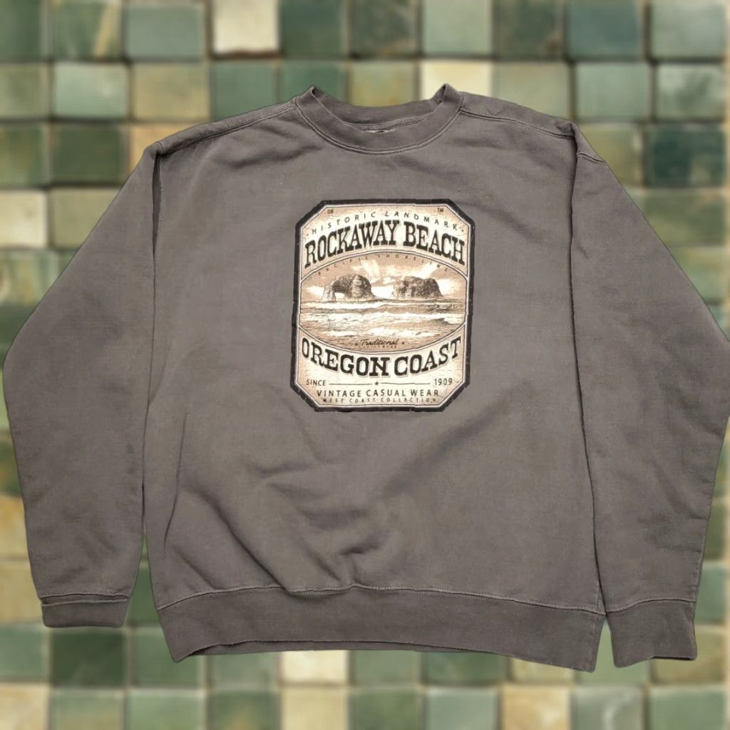 Vintage VINTAGE Oregon Coast Sweatshirt Mens Medium Gray Rockaway Beach Tourist Casual 90s Size US M / EU 48-50 / 2 - 1 Thumbnail