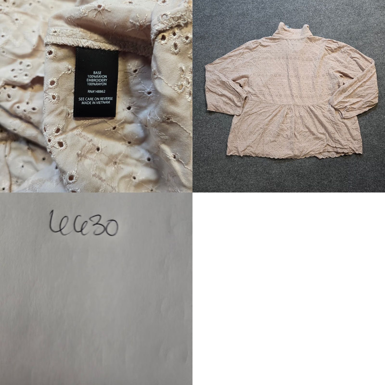 Torrid Torrid Shirt Women 3X Beige Eyelet Lace Button 3/4 Sleeve Shirred Back Casual Blouse Size XXL / US 16-18 / IT 52-54 - 8 Thumbnail