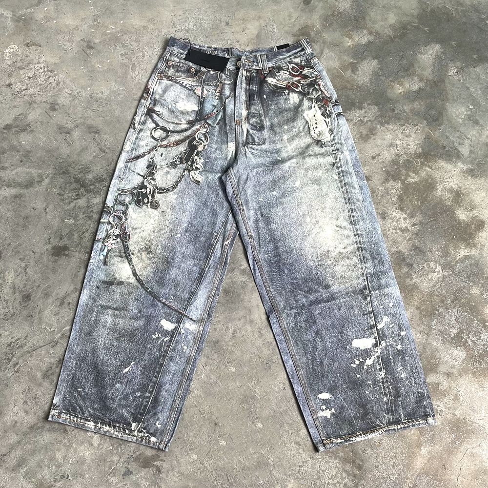 Designer × Japanese Brand Printed Streetwear Baggy Jean Size US 34 / EU 50 - 1 Thumbnail