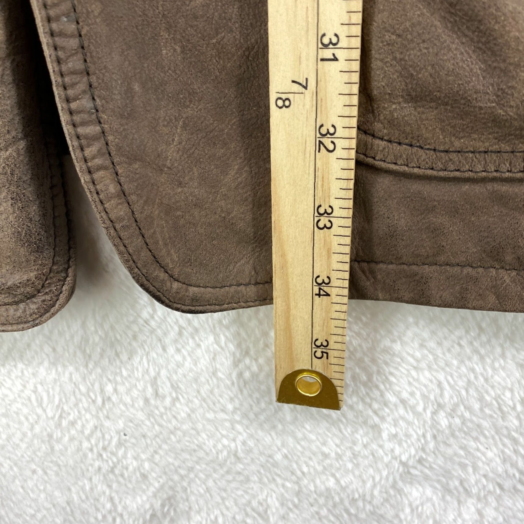 Banana Republic VINTAGE Banana Republic Brown Leather Heavy Button Up Coat Flannel Lined Large Men Coat Long Size US L / EU 52-54 / 3 - 6 Thumbnail