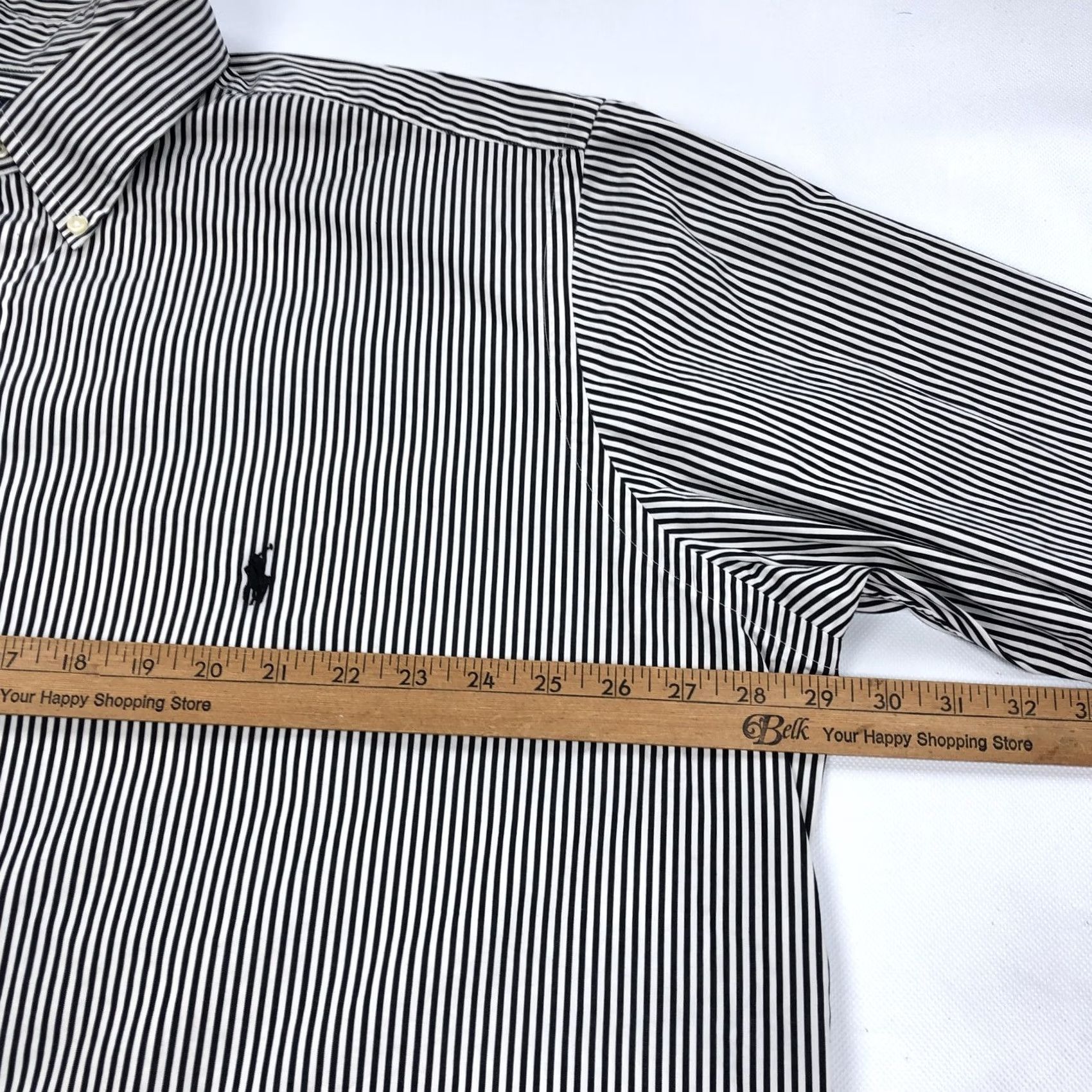 Ralph Lauren Ralph Lauren Shirt Button-Down 2XB Big & Tall Black White Stripe Long Sleeve Embroidered Logo, 100 Cotton, Classic Fit, Casual Business Travel Men Size US XXL / EU 58 / 5 - 7 Thumbnail