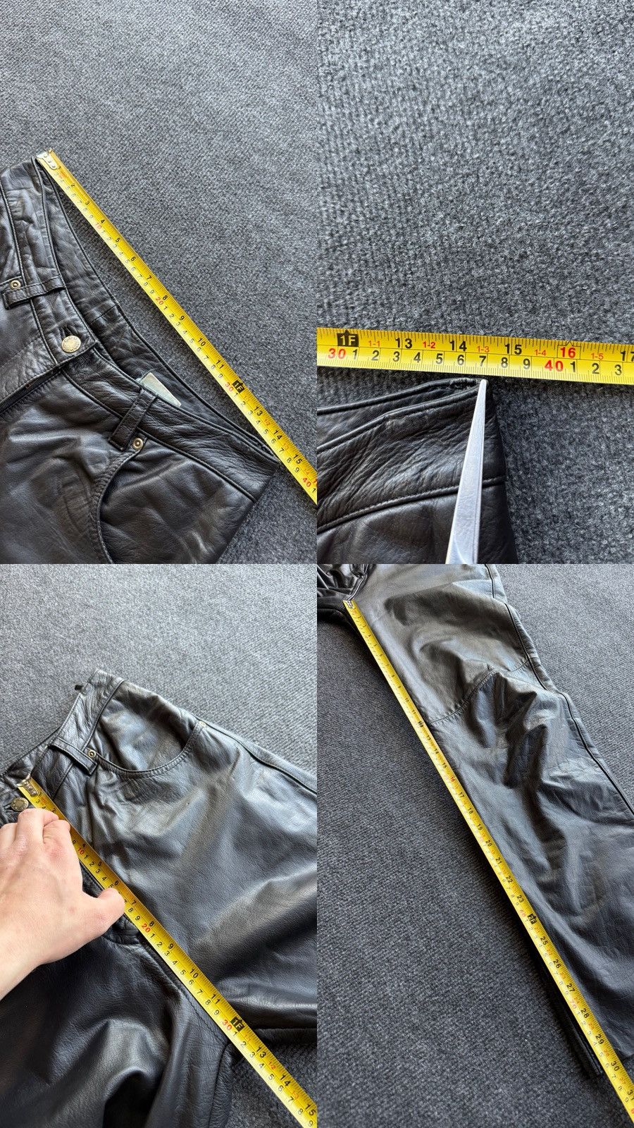 Genuine Leather Leather Biker MOTO Rock Punk Opium Chrome Style Pants Black Size US 29 - 20 Thumbnail
