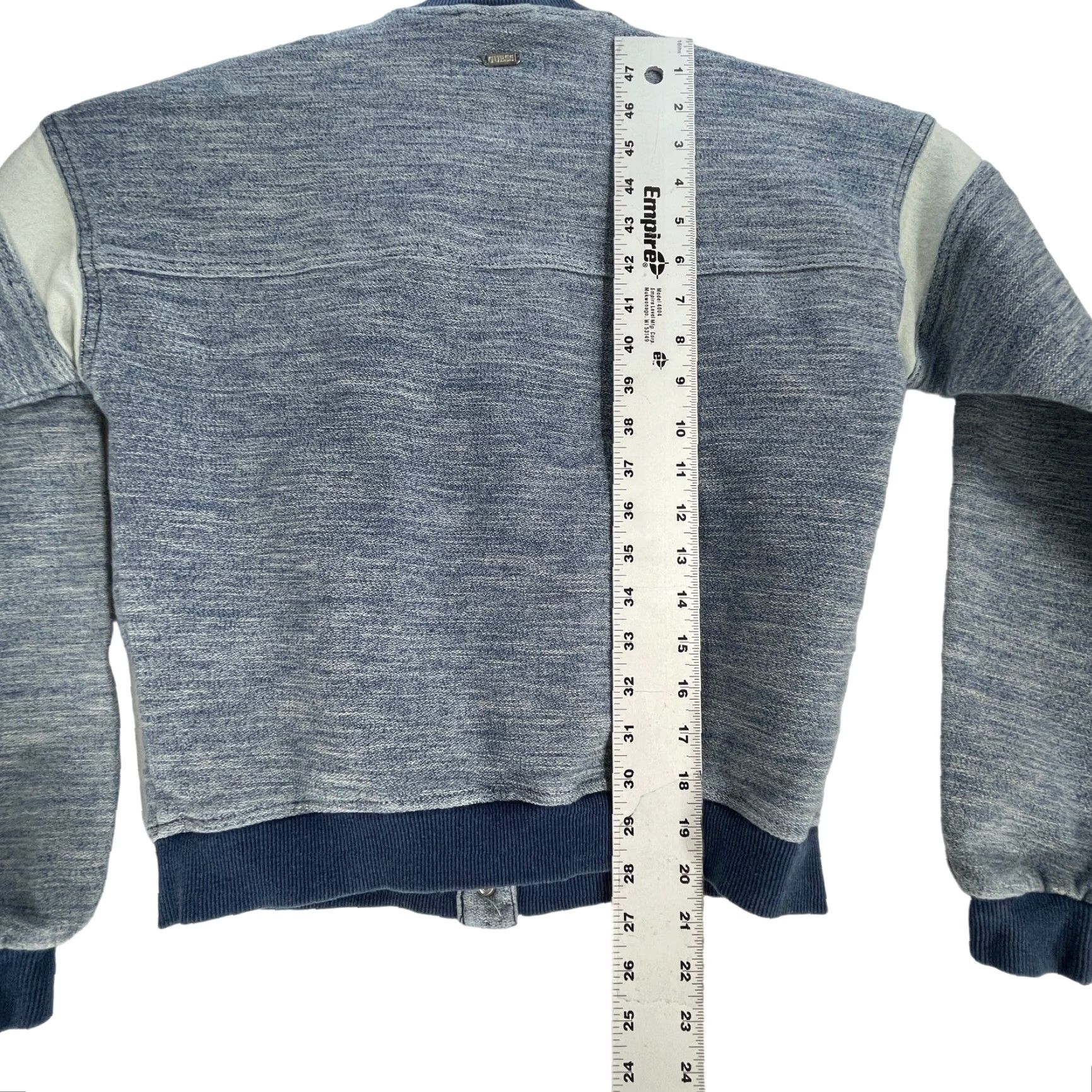 Guess VINTAGE GUESS Varsity Jacket Women S Blue Button Up Cotton Blend Retro 90s Y2K Streetwear Jacket Womens Fadeout style? Size S / US 4 / IT 40 - 4 Thumbnail