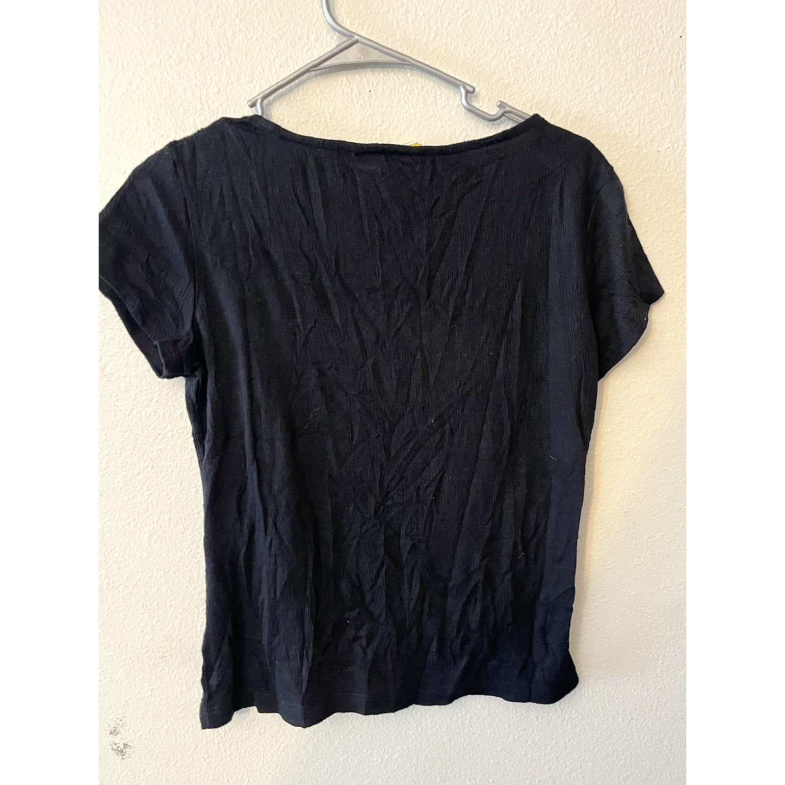 Vintage C&C California Black Shirt Square Neck Short Sleeve Boxy Women M Linen T-Shirt Pullover Casual Vintage: No Size M / US 6-8 / IT 42-44 - 3 Thumbnail