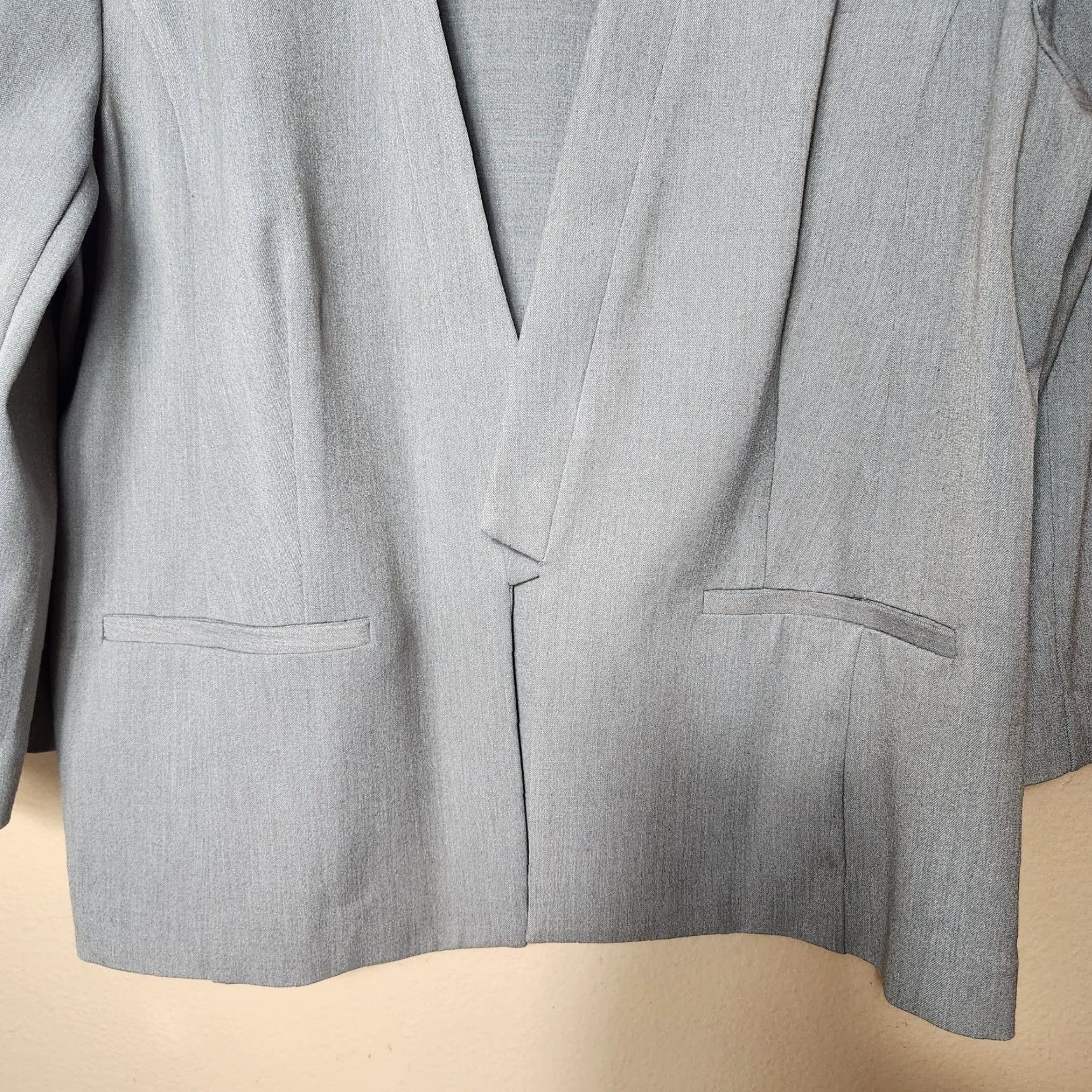 Vintage Maurices Womens Blazer Short Gray Open Front XL Medium | City Office Classic Size 40" / US 18 - 2 Thumbnail