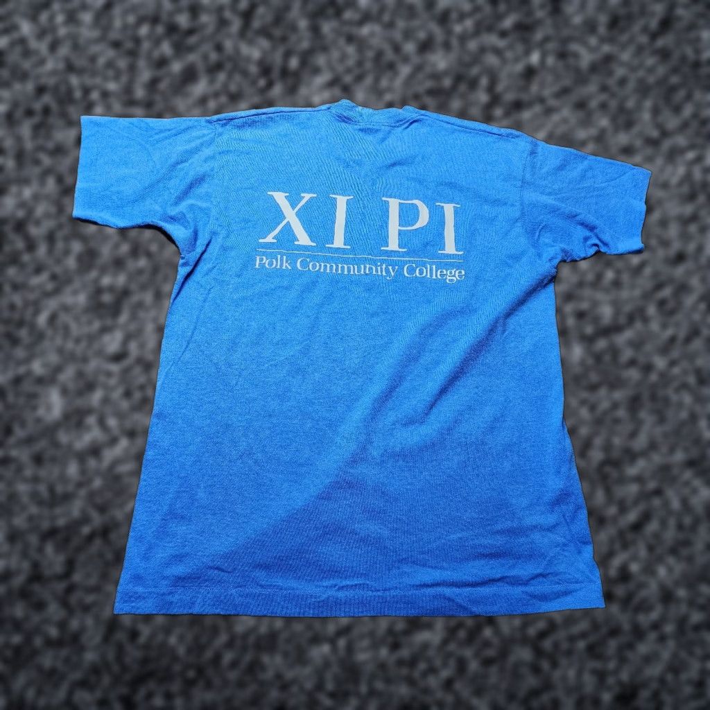 Vintage VINTAGE Screen Stars T Shirt Mens XL Polk Community College Pi Theta Kappa Double Sided 80s Blue Cotton Crew Neck Short Sleeve Size US XL / EU 56 / 4 - 1 Thumbnail