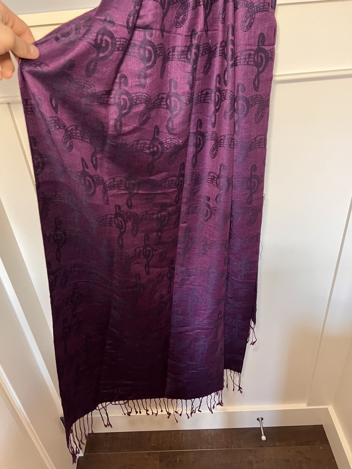 Vintage Vintage Cashmere music note fringe scarf Size ONE SIZE - 7 Thumbnail