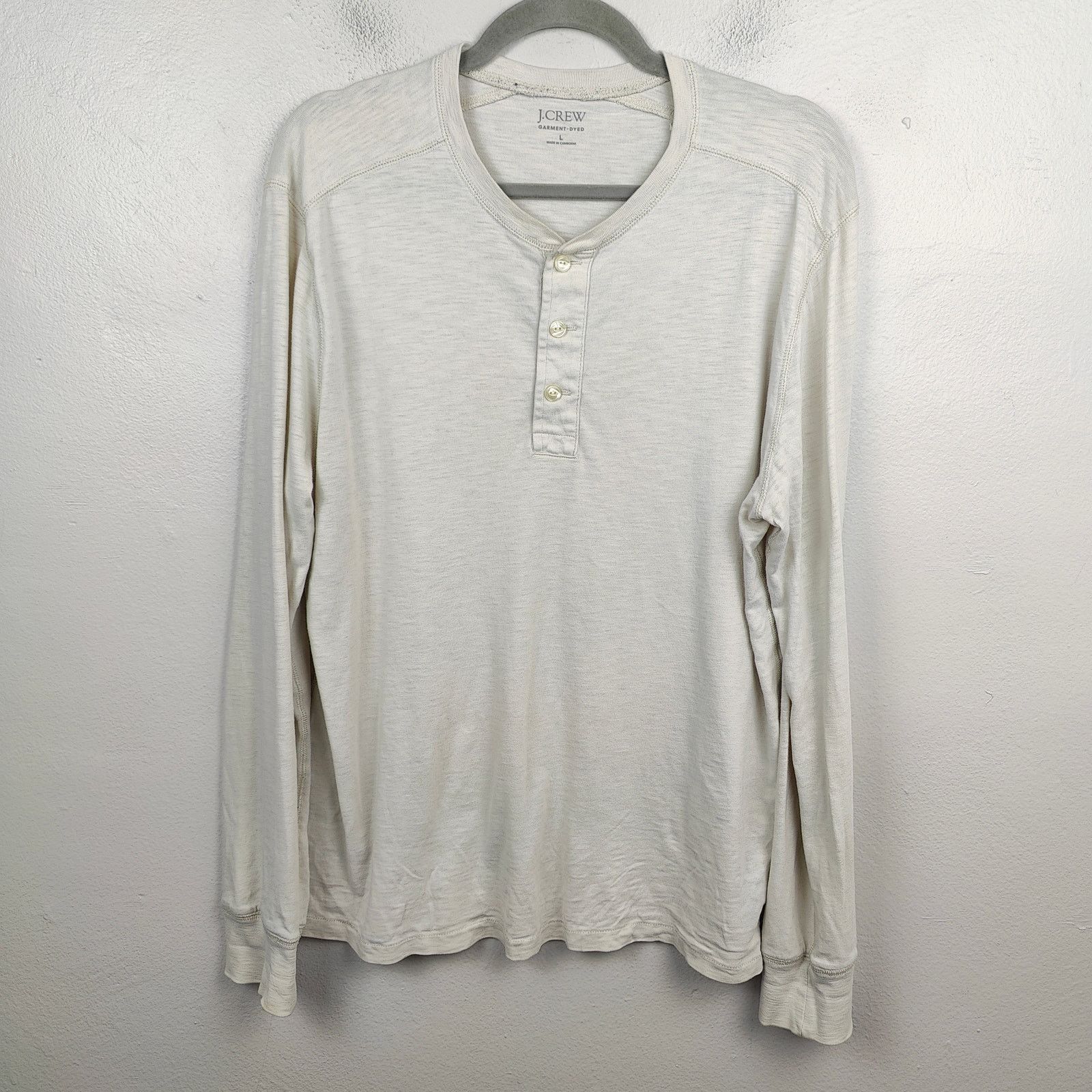 J.Crew J.Crew Garment-Dyed Slub Cotton Henley Shirt Mens Large Size US L / EU 52-54 / 3 - 1 Thumbnail