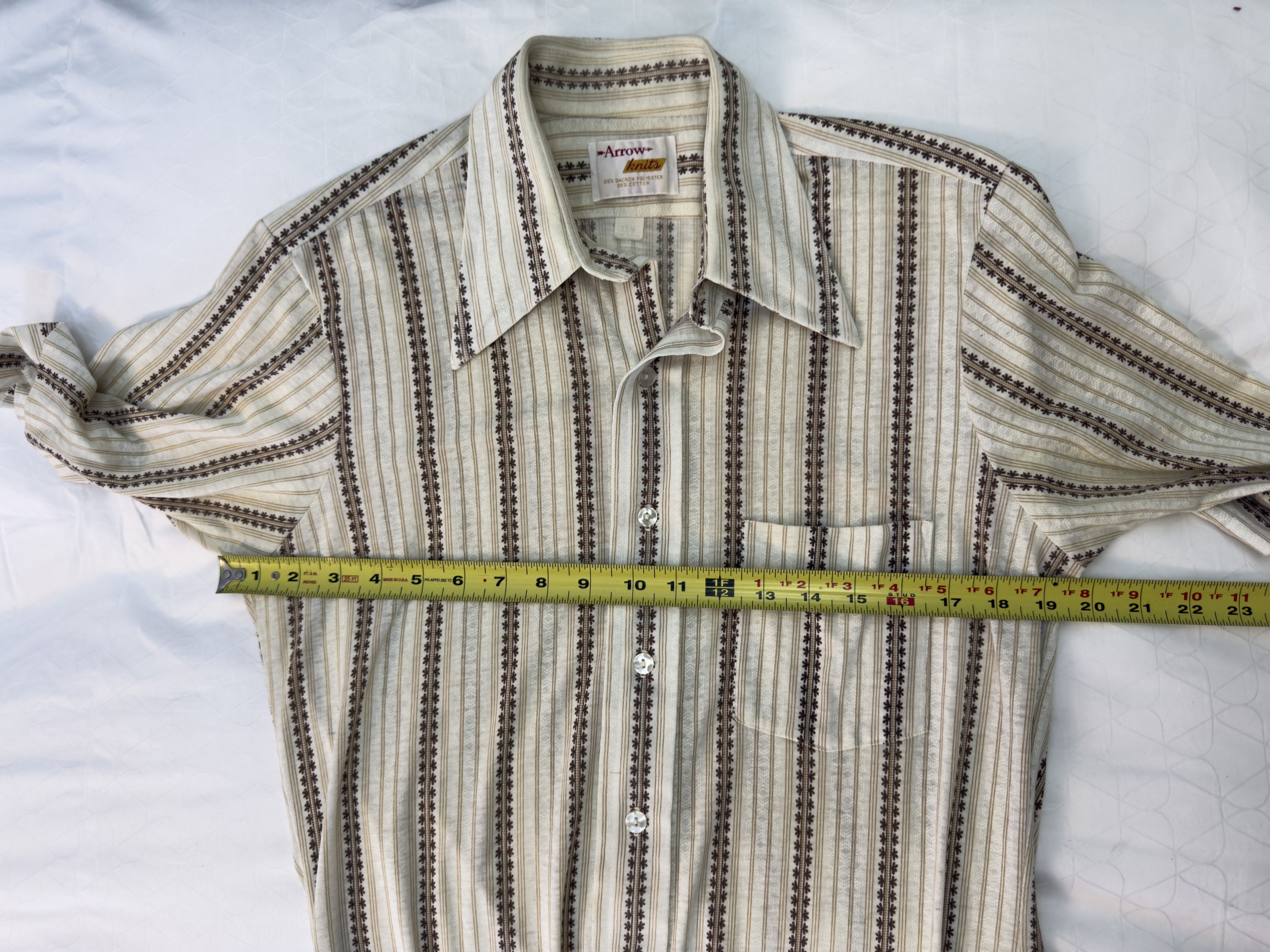 Other Vintage Arrow Knits 70s Striped Short Sleeve Button Up Shirt Size US M / EU 48-50 / 2 - 7 Thumbnail