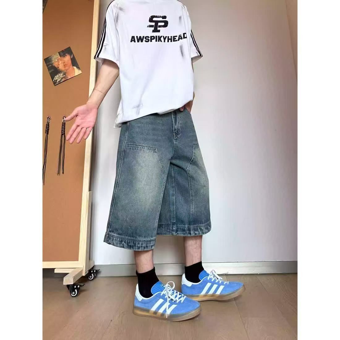 Japanese Brand × Jean Blue washed vintage cargo denim shorts y2k Size US 32 / EU 48 - 3 Thumbnail