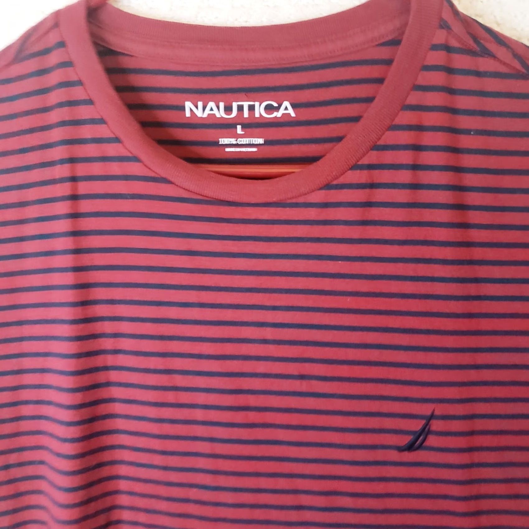 Nautica Nautica Men's Short Sleeve Tee Striped Crew Neck T-Shirt Red L Size US L / EU 52-54 / 3 - 3 Thumbnail