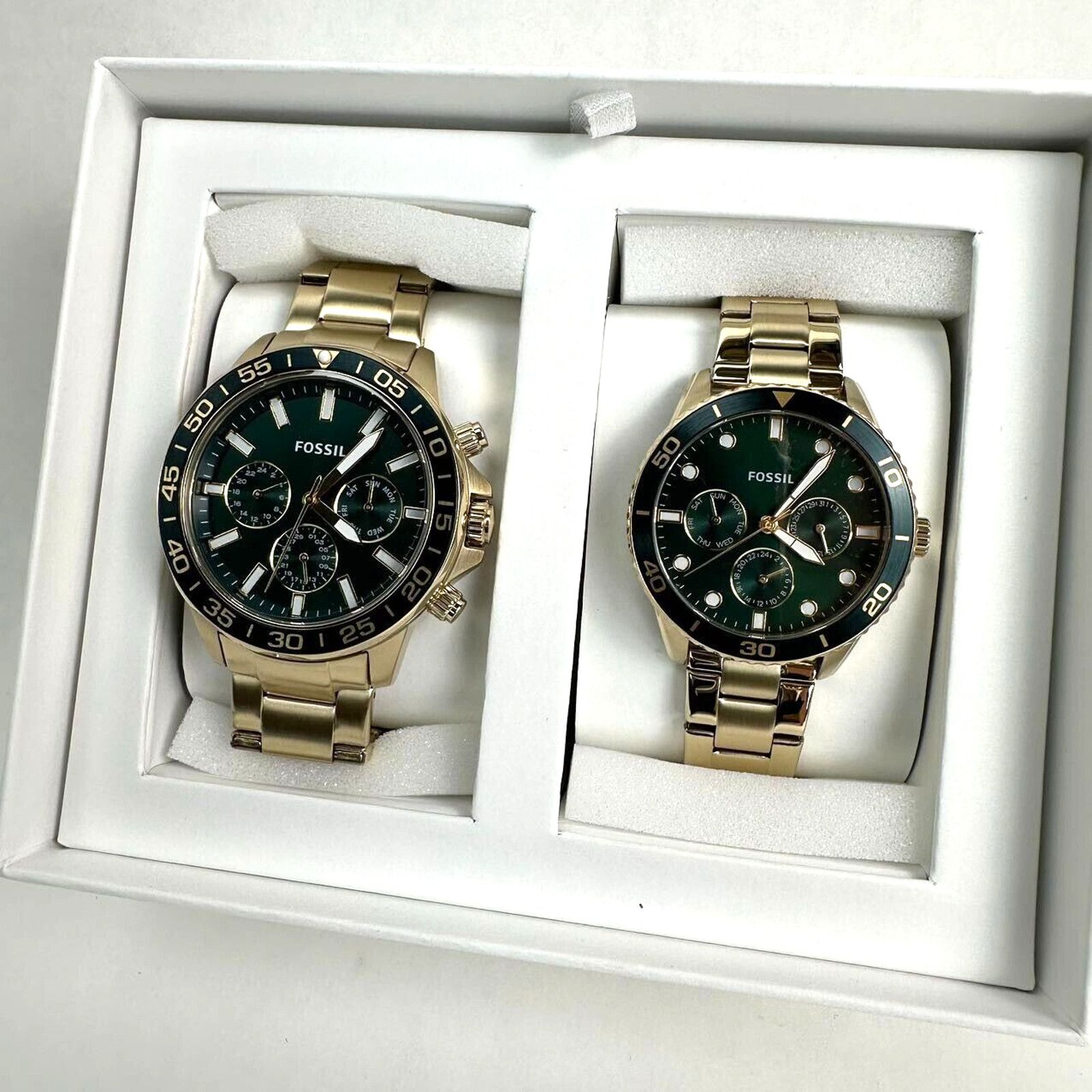 Fossil Fossil Golden Green Chronograph Stainless Steel Watch Set Size ONE SIZE - 6 Thumbnail