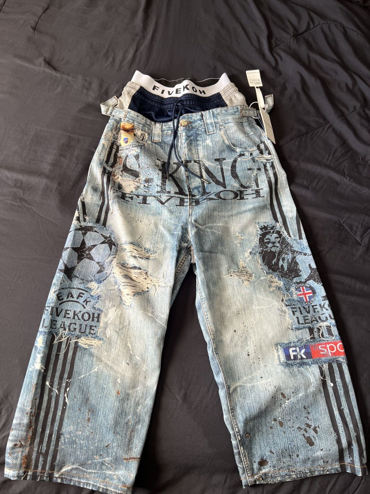 Other Fivekoh S-King Loose Fit Layered Jeans Size US 30 / EU 46 - 1 Thumbnail