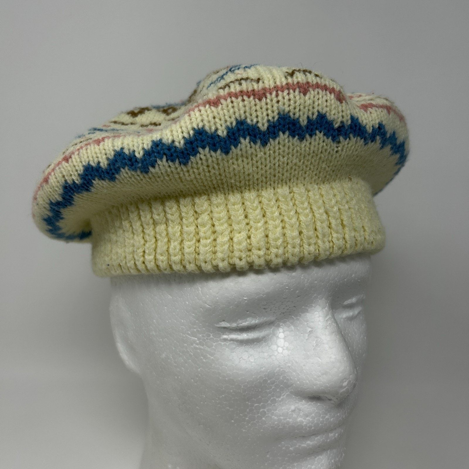 Vintage Vintage 80s 90s Fair Isle Beret Hat Paris Accessories Inc Size ONE SIZE - 3 Thumbnail