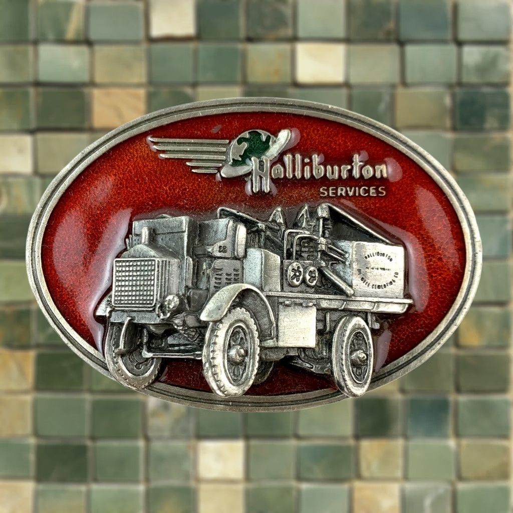 Vintage Vintage Halliburton 3D 1916 FWD Red Enamel Metal Belt Buckle General Graphics Adult Unisex Size ONE SIZE - 1 Thumbnail