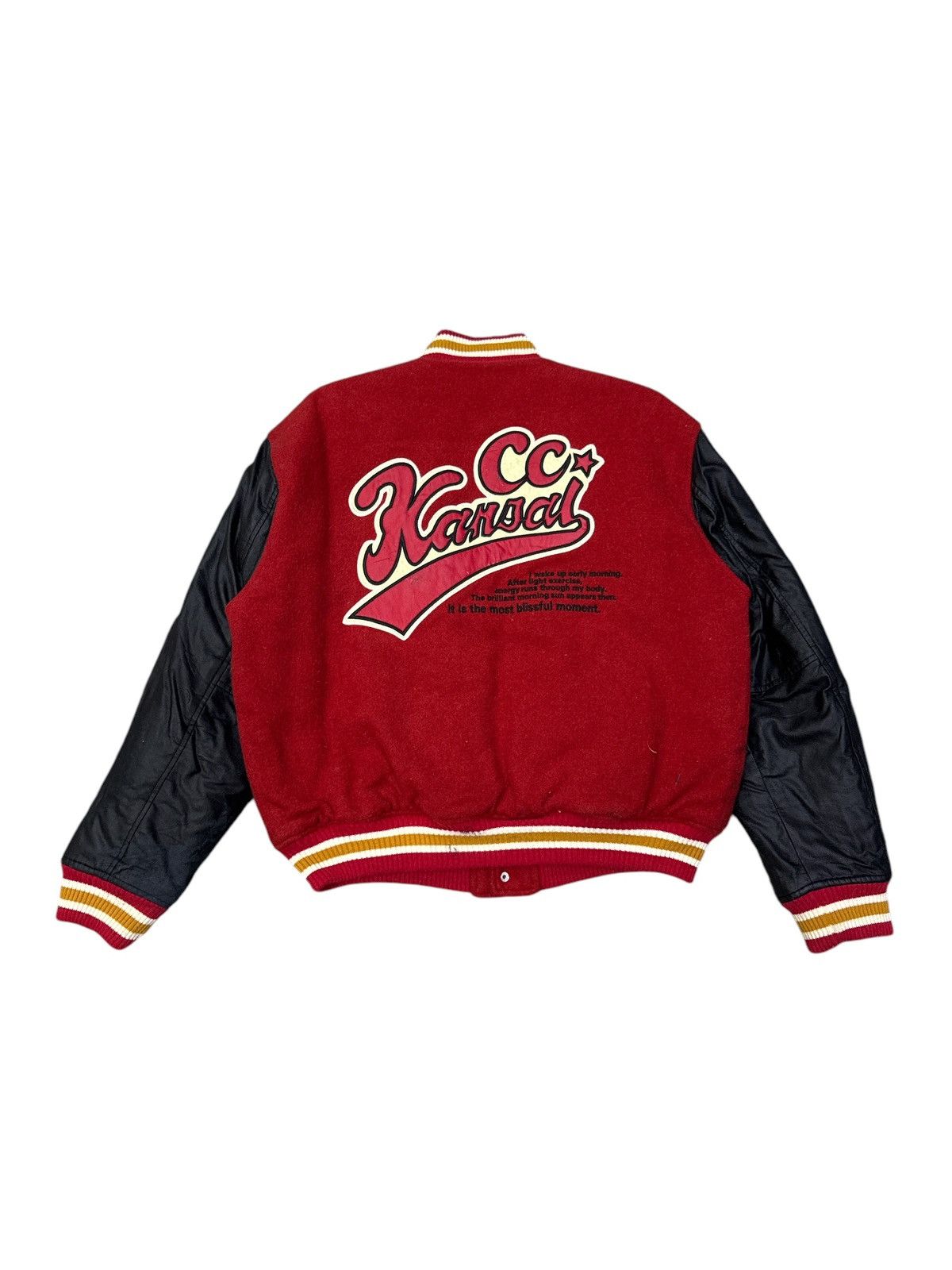 Kansai Yamamoto VINTAGE CC KANSAI YAMAMOTO WOOL WAXED ARMS VARSITY JACKET Size US L / EU 52-54 / 3 - 1 Thumbnail