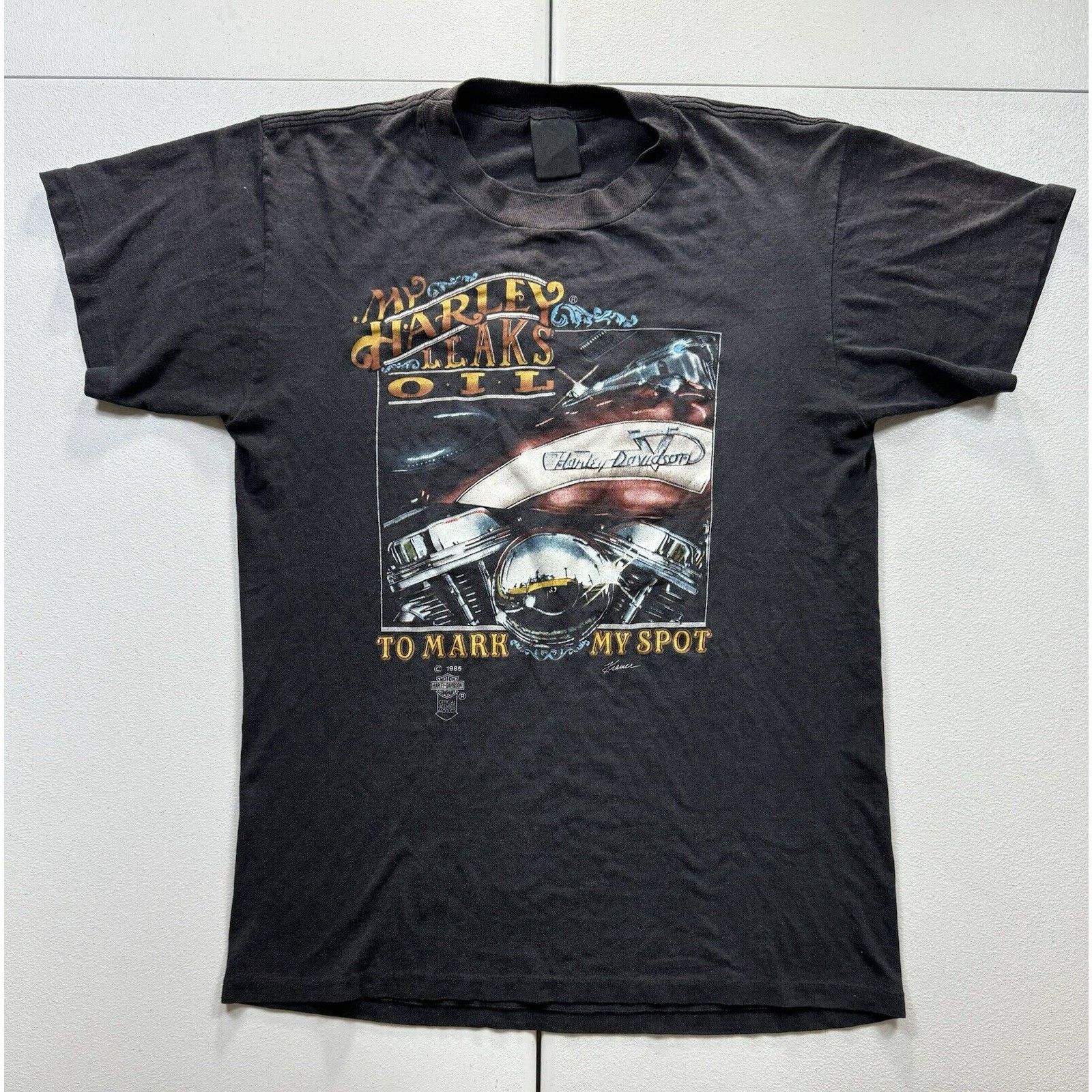 Harley Davidson Vintage Harley Davidson 3D Emblem T-Shirt Men’s M Black 80s Size US M / EU 48-50 / 2 - 1 Thumbnail