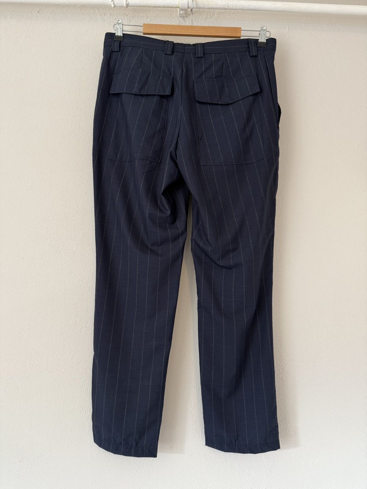 Brunello Cucinelli Brunello Cucinelli Navy Pinstripe Wool Trousers Size US 34 / EU 50 - 6 Thumbnail