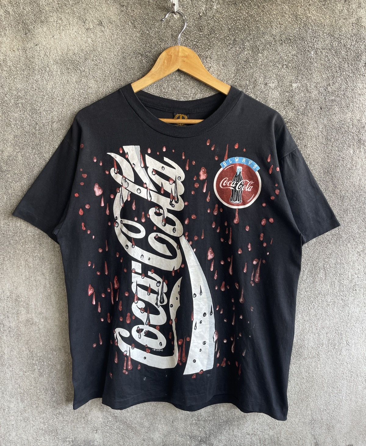 Coca Cola Vintage 90s Thrashed🔥COCA COLA✖️WOODSTOCK🔥AOP Distressed Tee Size US L / EU 52-54 / 3 - 1 Thumbnail