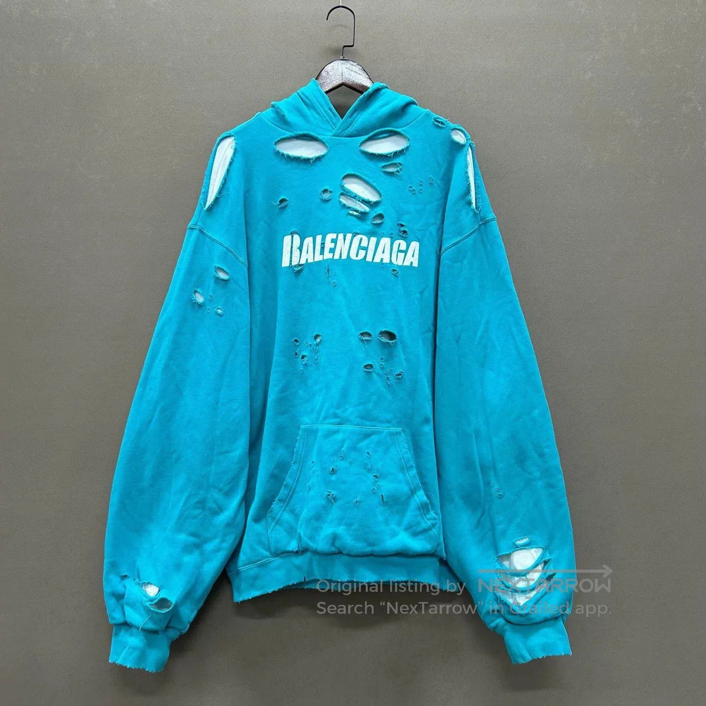 Balenciaga Balenciaga Aqua Blue Layered Sweatshirt. Size US S / EU 44-46 / 1 - 1 Thumbnail