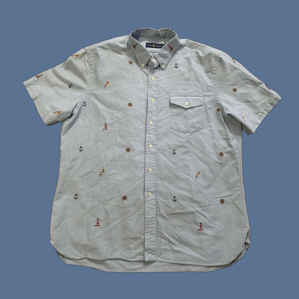 Ralph Lauren Ralph Lauren Oxford Button-Down Shirt All Over Nautical Embroidered Blue Mens XL Size US XL / EU 56 / 4 - 1 Thumbnail