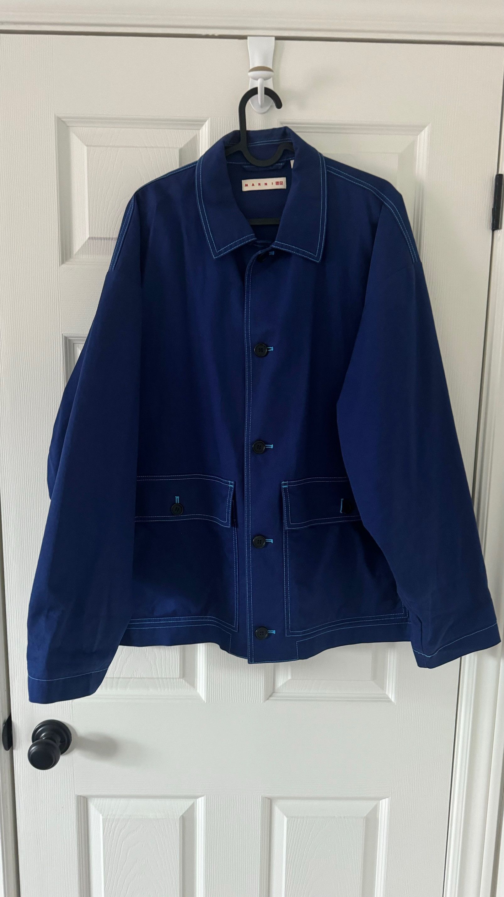 image of Marni Oversized Chore Utility Jacket Navy, Men's (Size Large)
