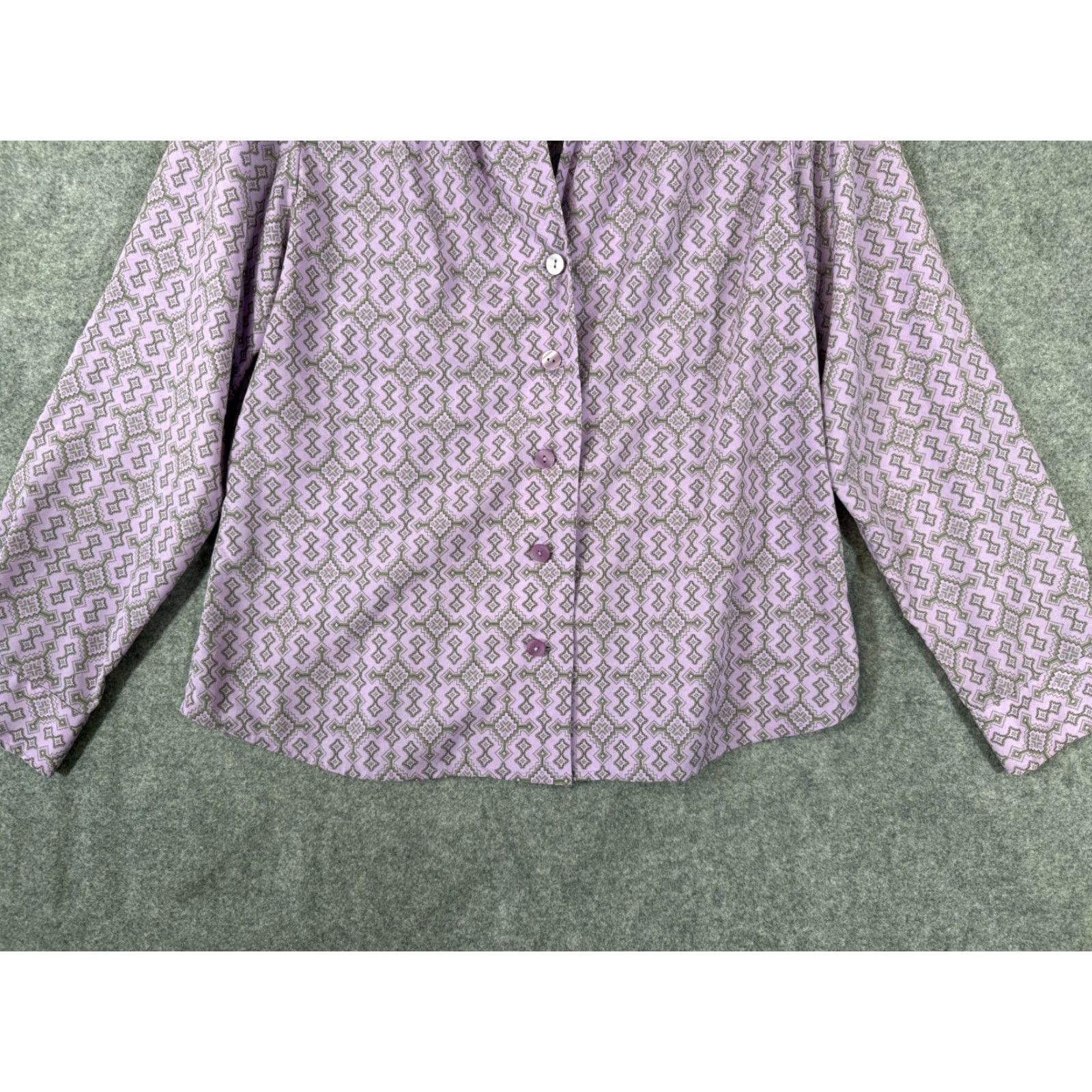 Pendleton VINTAGE Pendleton Button Up Shirt Womens 14 Purple Geometric Long Sleeve Pleated Collar Size XL / US 12-14 / IT 48-50 - 4 Thumbnail