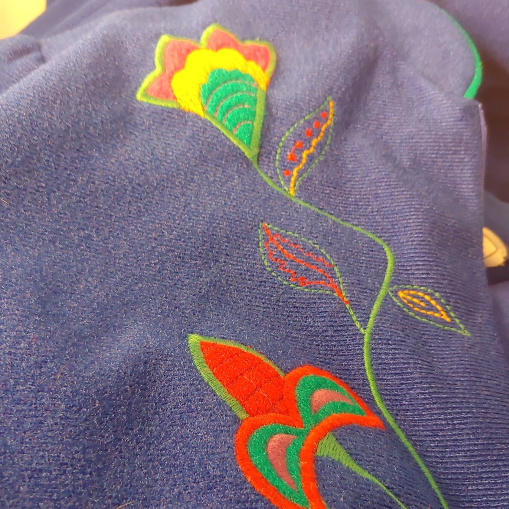 Vintage VINTAGE Appel Robe Kimono Women's Large Royal Blue Embroidered Floral Zip 70s Retro Long Sleeve Size ONE SIZE - 5 Thumbnail