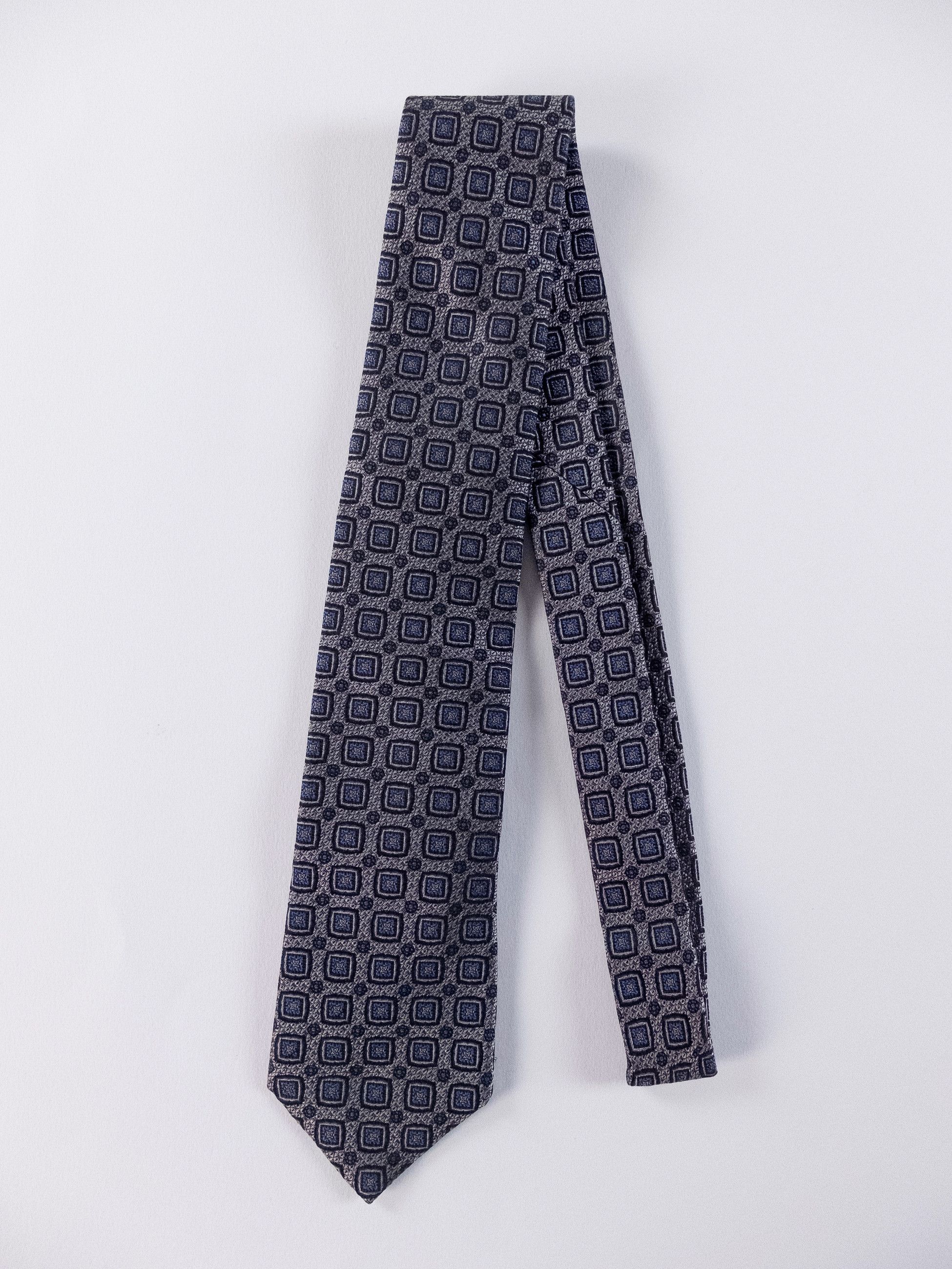 Brunello Cucinelli BRUNELLO CUCINELLI gray square motif silk tie Italy Size ONE SIZE - 1 Thumbnail