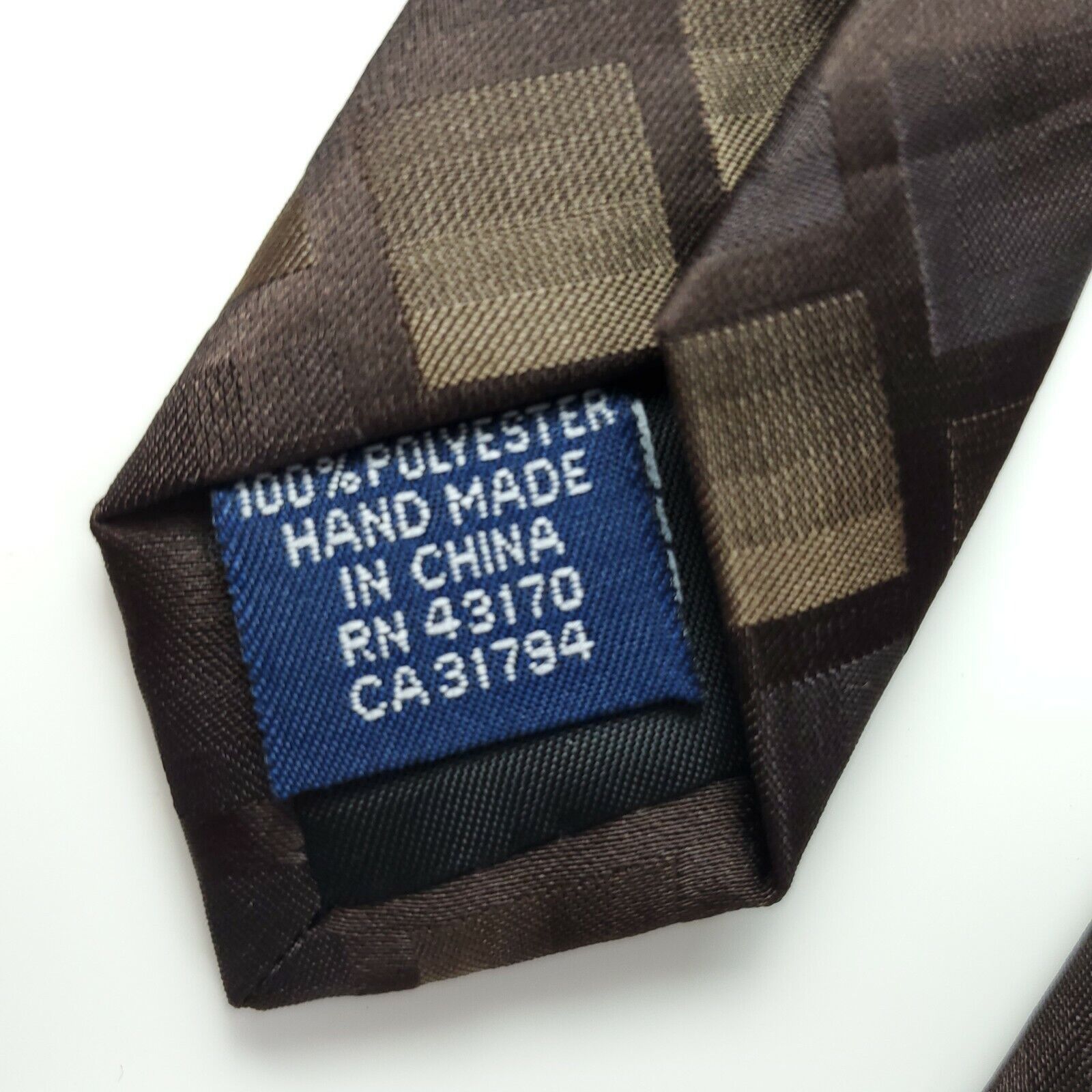 John Ashford John Ashford Polyester Brown Geometric Tie Skinny Size ONE SIZE - 4 Thumbnail