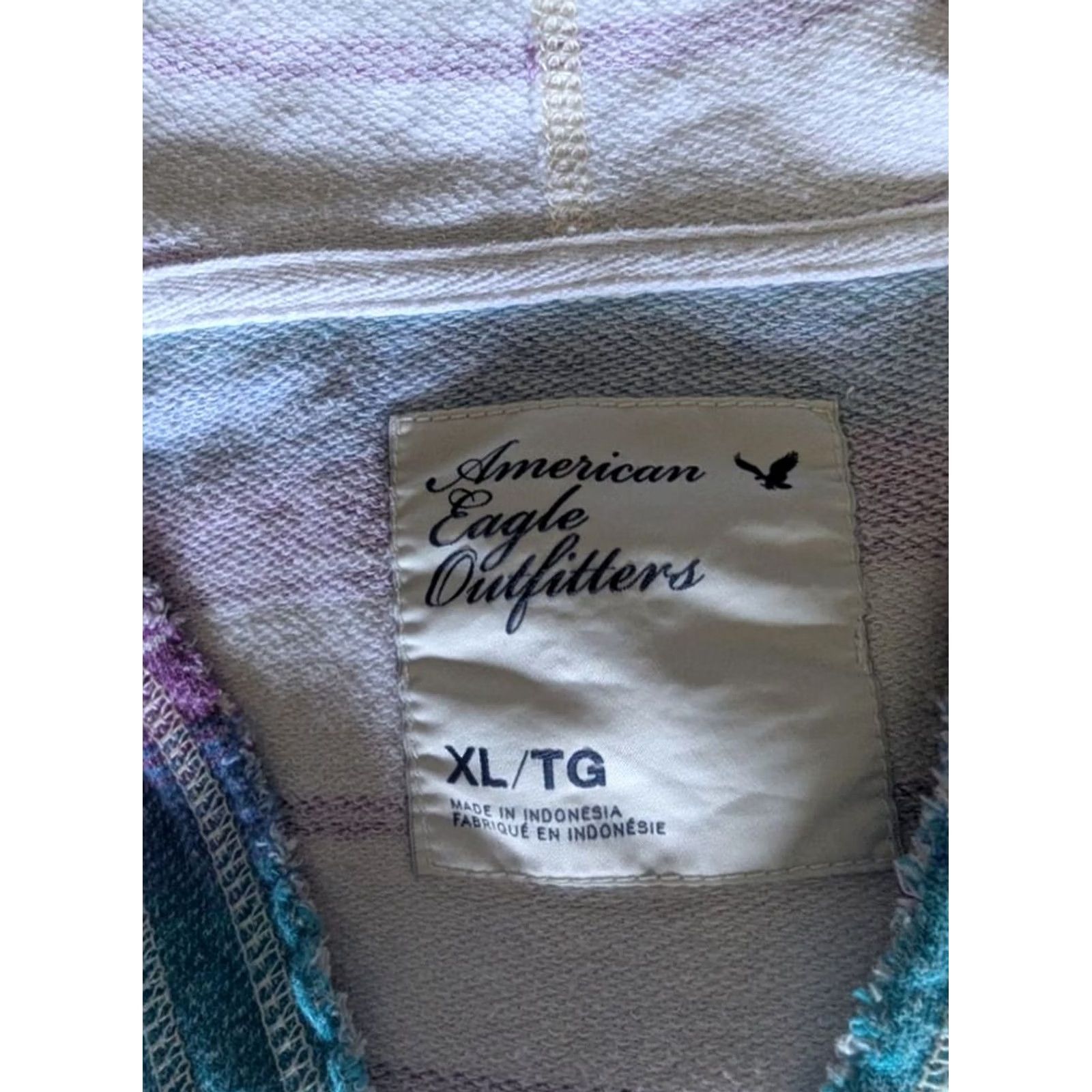 Vintage VINTAGE American Eagle Striped Sweatshirt Hoodie XL Womens Teal White Purple Pullover Y2K Size XL / US 12-14 / IT 48-50 - 5 Thumbnail