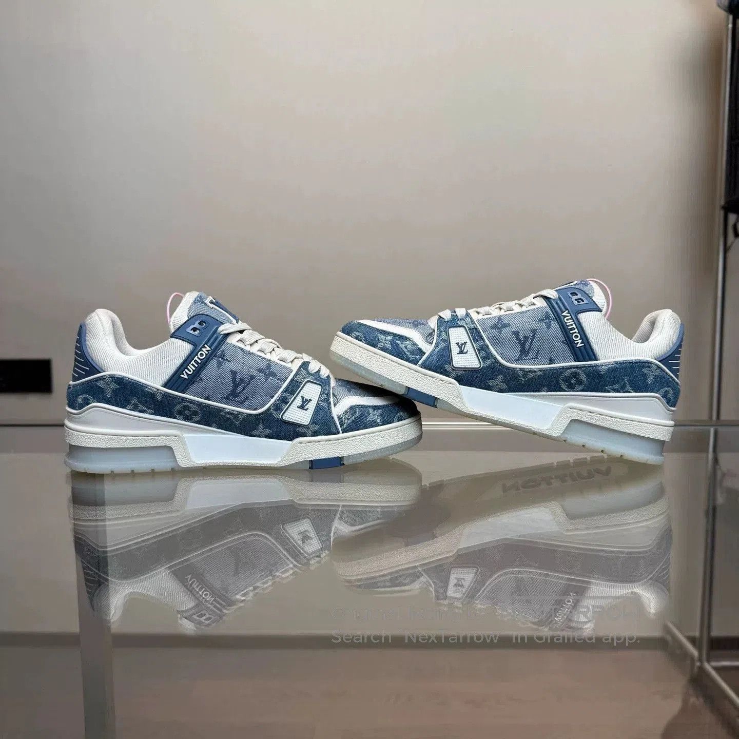 Louis Vuitton LV Trainer Blue Denim Sneakers. Size US 8.5 / EU 41-42 - 4 Thumbnail