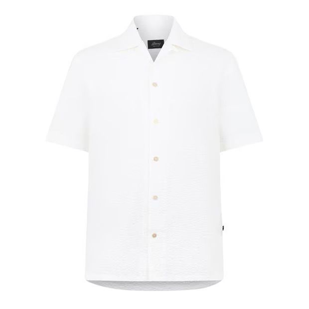 image of Brioni O1G2R1Mq0524 Cuban Shirt In White, Men's (Size Large)