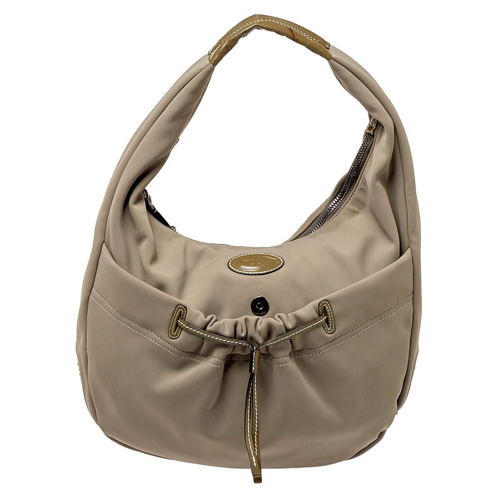 image of Tods Tod's Grey Neoprene Fabric Hobo in Black, Women's