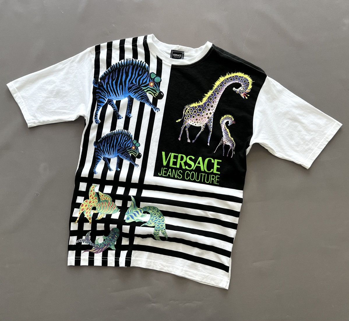 Rare Versace Jeans Couture Archival T Shirt Animal Print