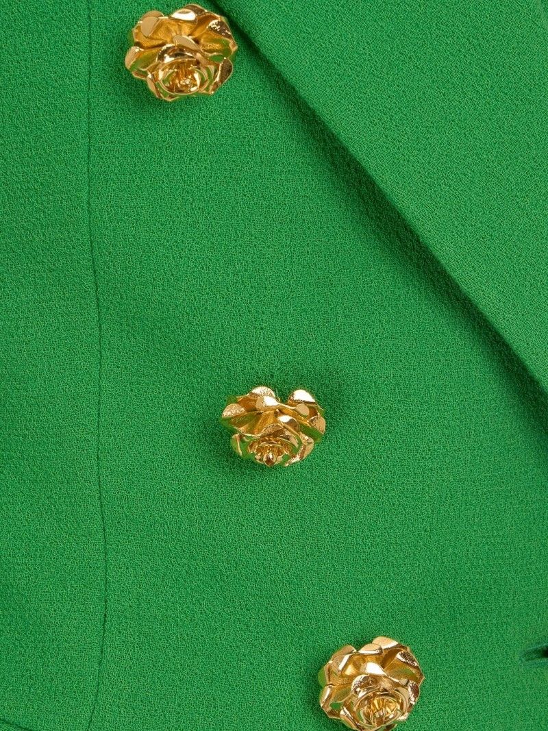 Balmain o1s1wg110825 8 Button Double Wool Crepe Jacket in Green Size L / US 10 / IT 46 - 5 Thumbnail