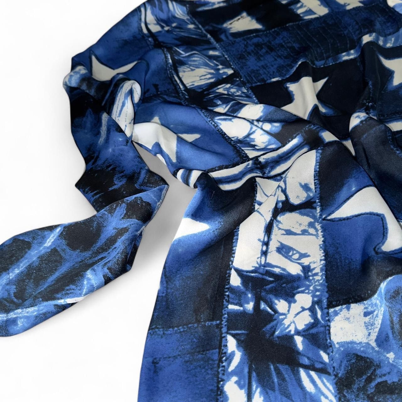Roberto Cavalli Just Cavalli by #robertocavalli 100% Silk Blue Star Mini👗 Size XS / US 0-2 / IT 36-38 - 8 Thumbnail