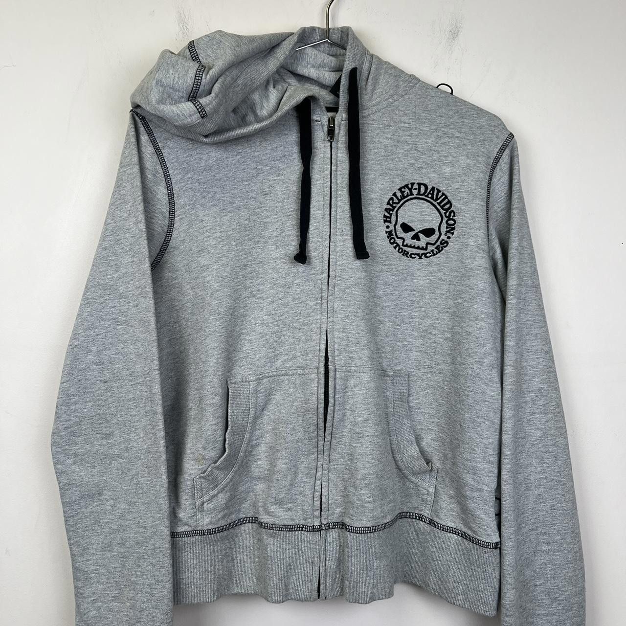 Harley Davidson Harley-Davidson Skull Logo Cropped Hoodie - Size XL - Gray Size XL / US 12-14 / IT 48-50 - 2 Thumbnail
